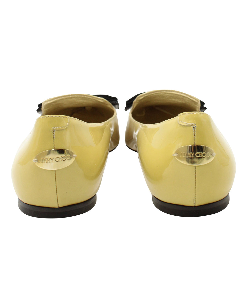 Women's Jimmy Choo Gala Bow Pointed Flats in Yellow Patent Leather