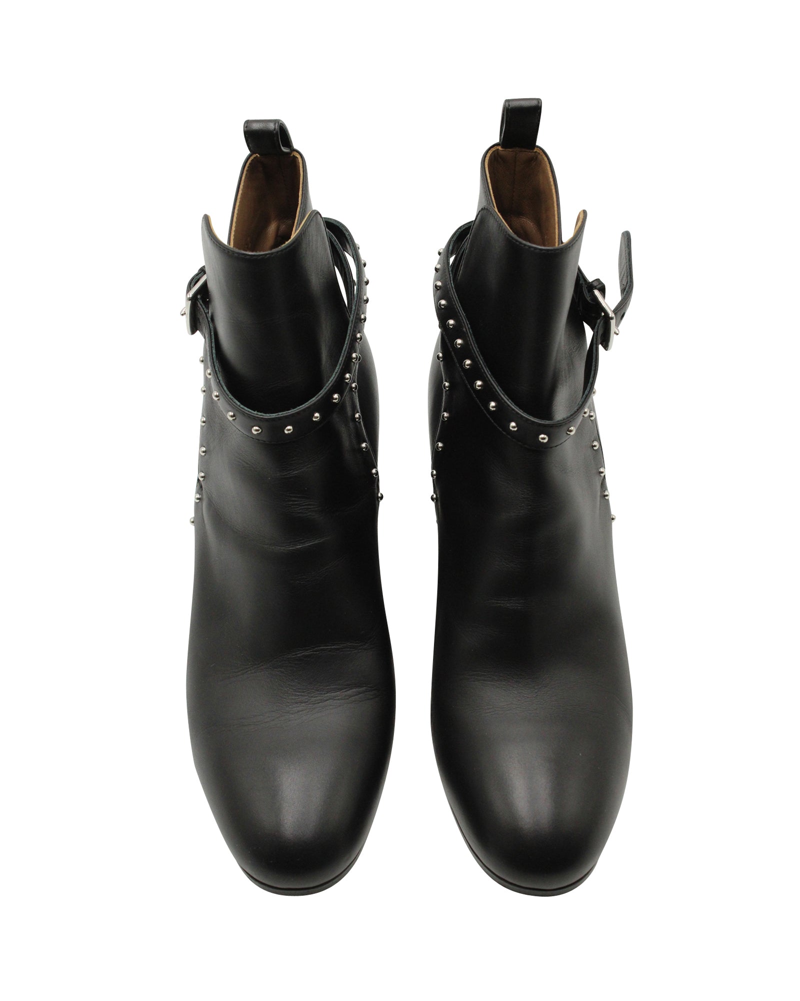 Hermes Studded Ankle Boots in Black Leather
