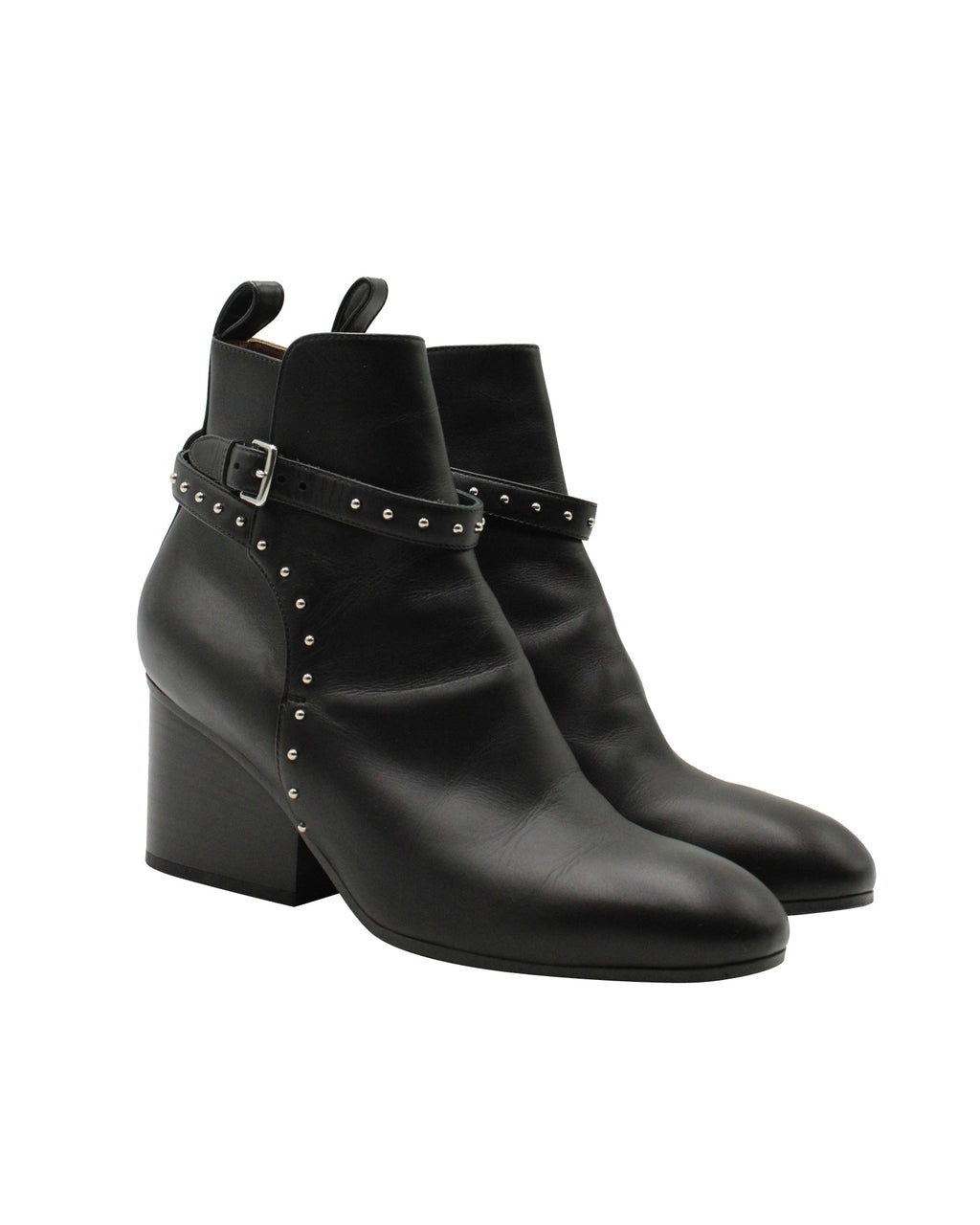 Hermes Studded Ankle Boots in Black Leather