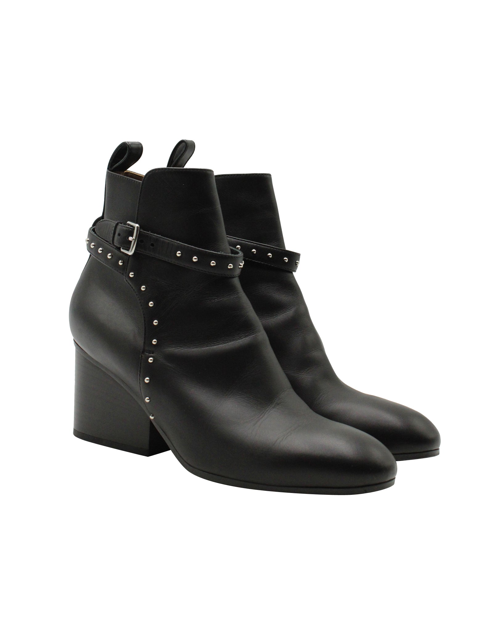 Hermes Studded Ankle Boots in Black Leather