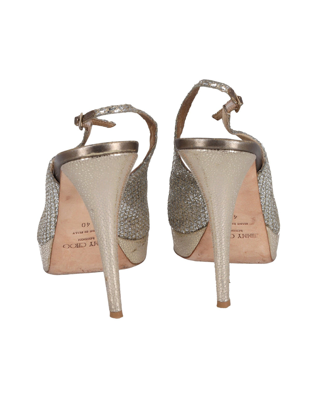 Women's Jimmy Choo Nova Peep Toe Slingback Sandals in Silver Glitter And Lurex Fabric