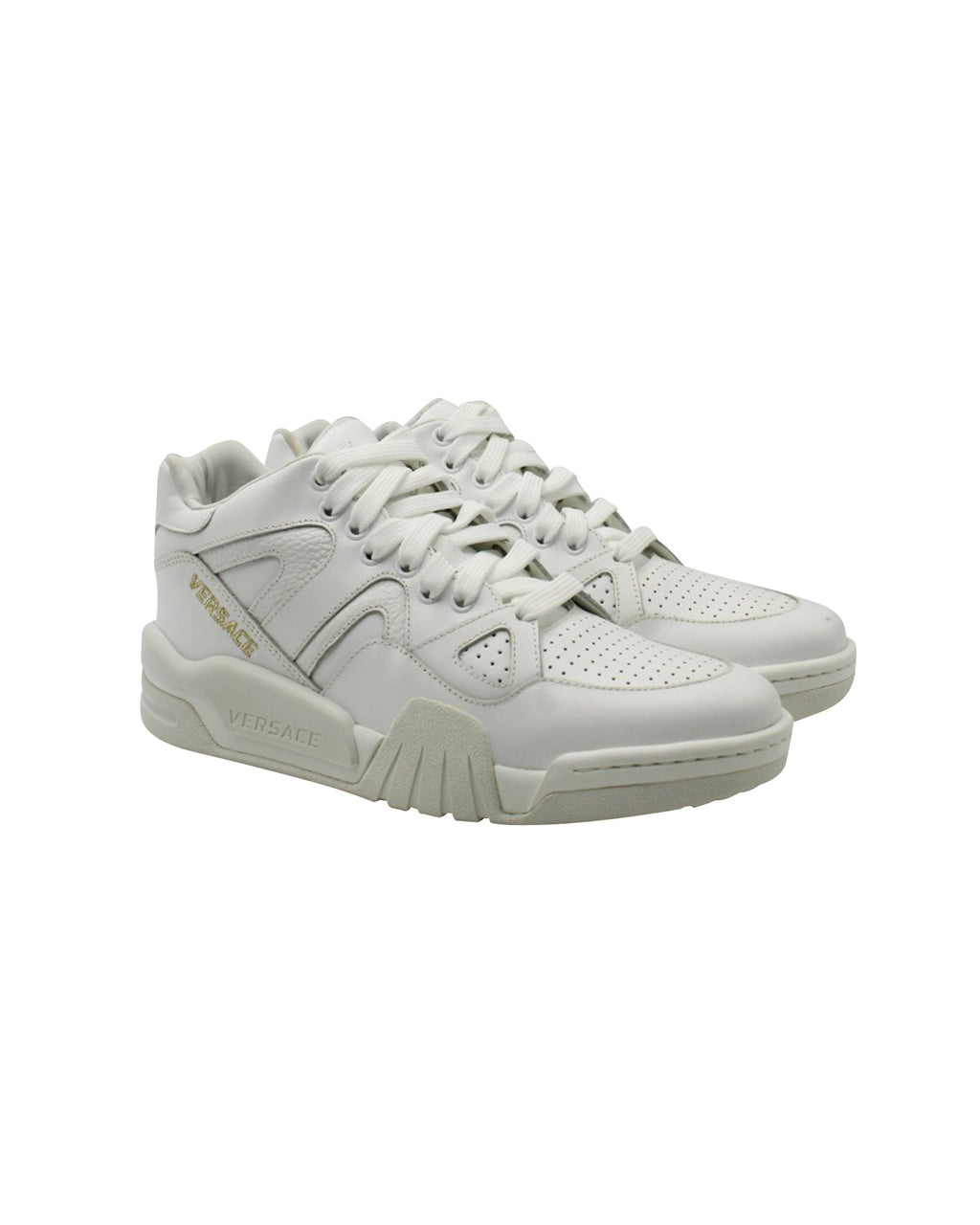 Versace Ophion Paneled Sneakers in White Leather