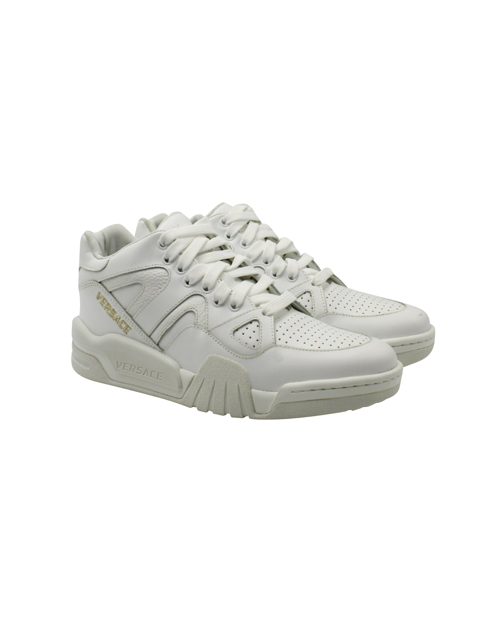 Versace Ophion Paneled Sneakers in White Leather