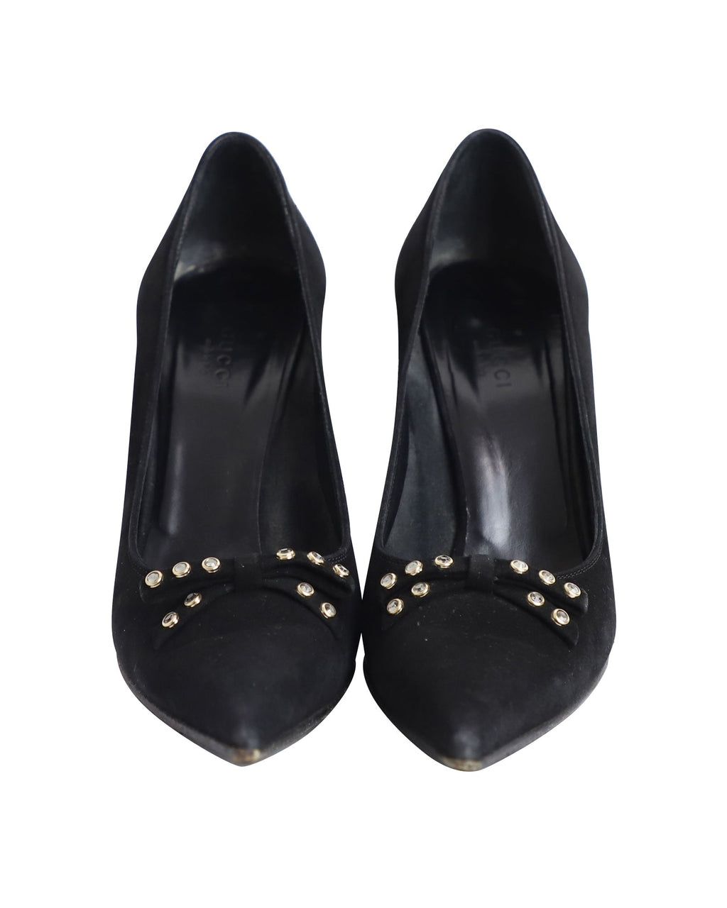 Women's Gucci Pointed Court Shoes in Black Suede
