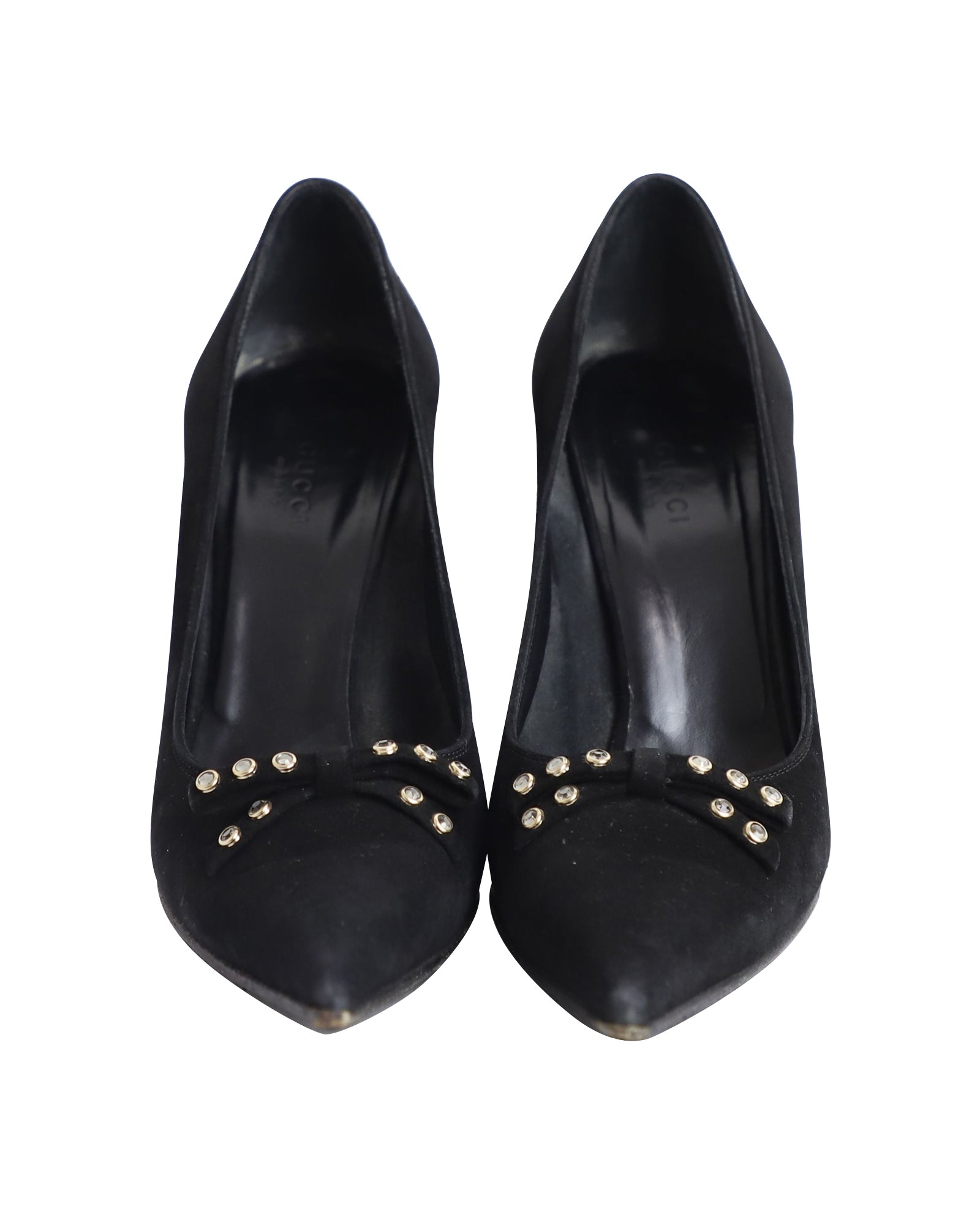 Women's Gucci Pointed Court Shoes in Black Suede