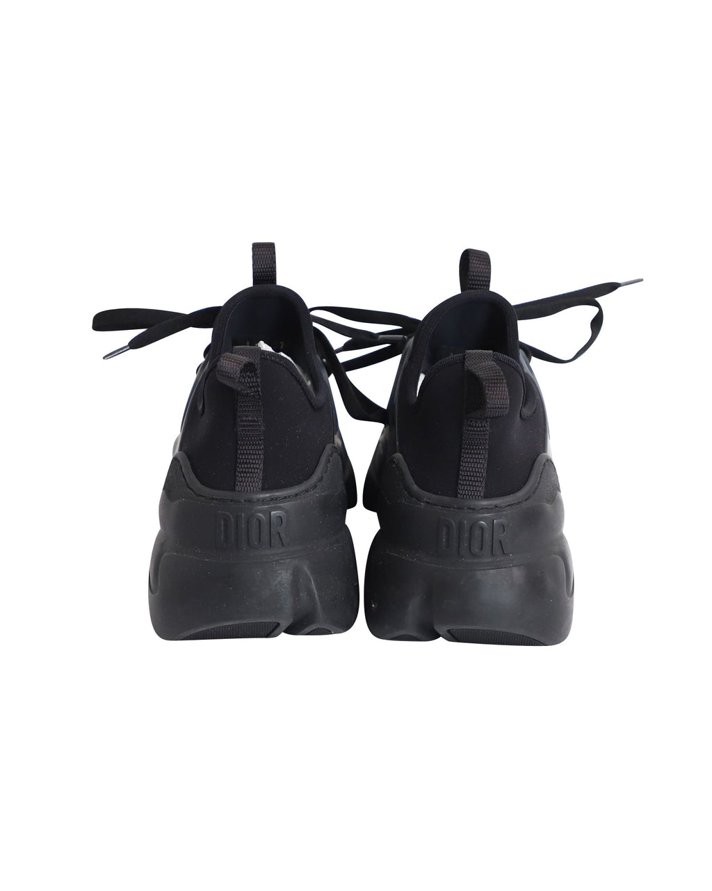 Women's Dior D-Connect Sneakers in Black Leather and Neoprene