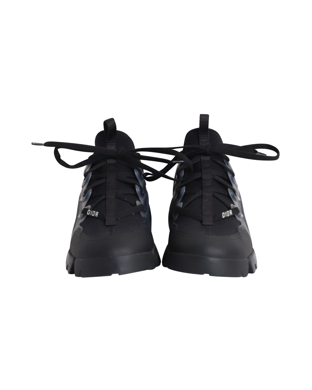 Women's Dior D-Connect Sneakers in Black Leather and Neoprene