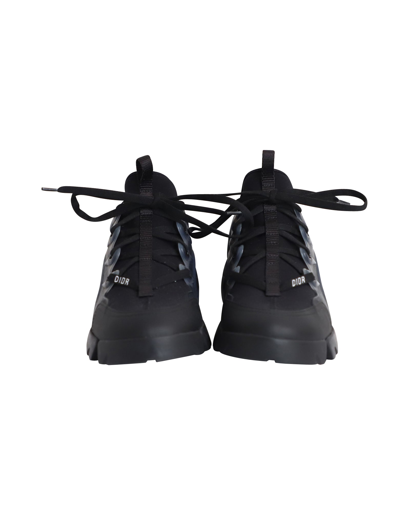 Women's Dior D-Connect Sneakers in Black Leather and Neoprene