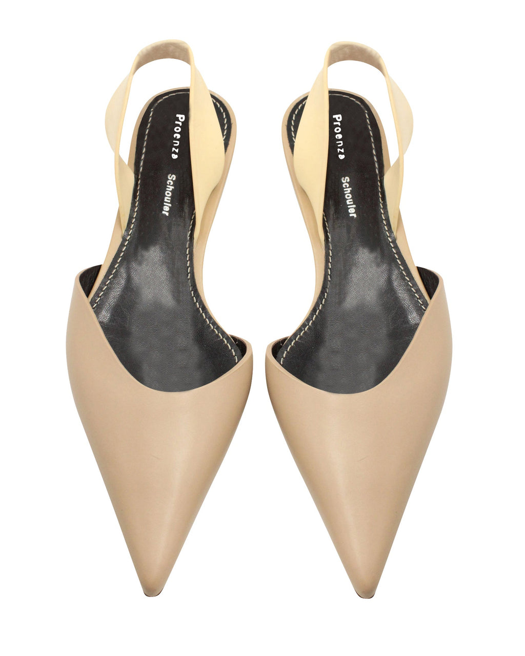 Proenza Schouler Slingback Pointed Flats in Beige Leather