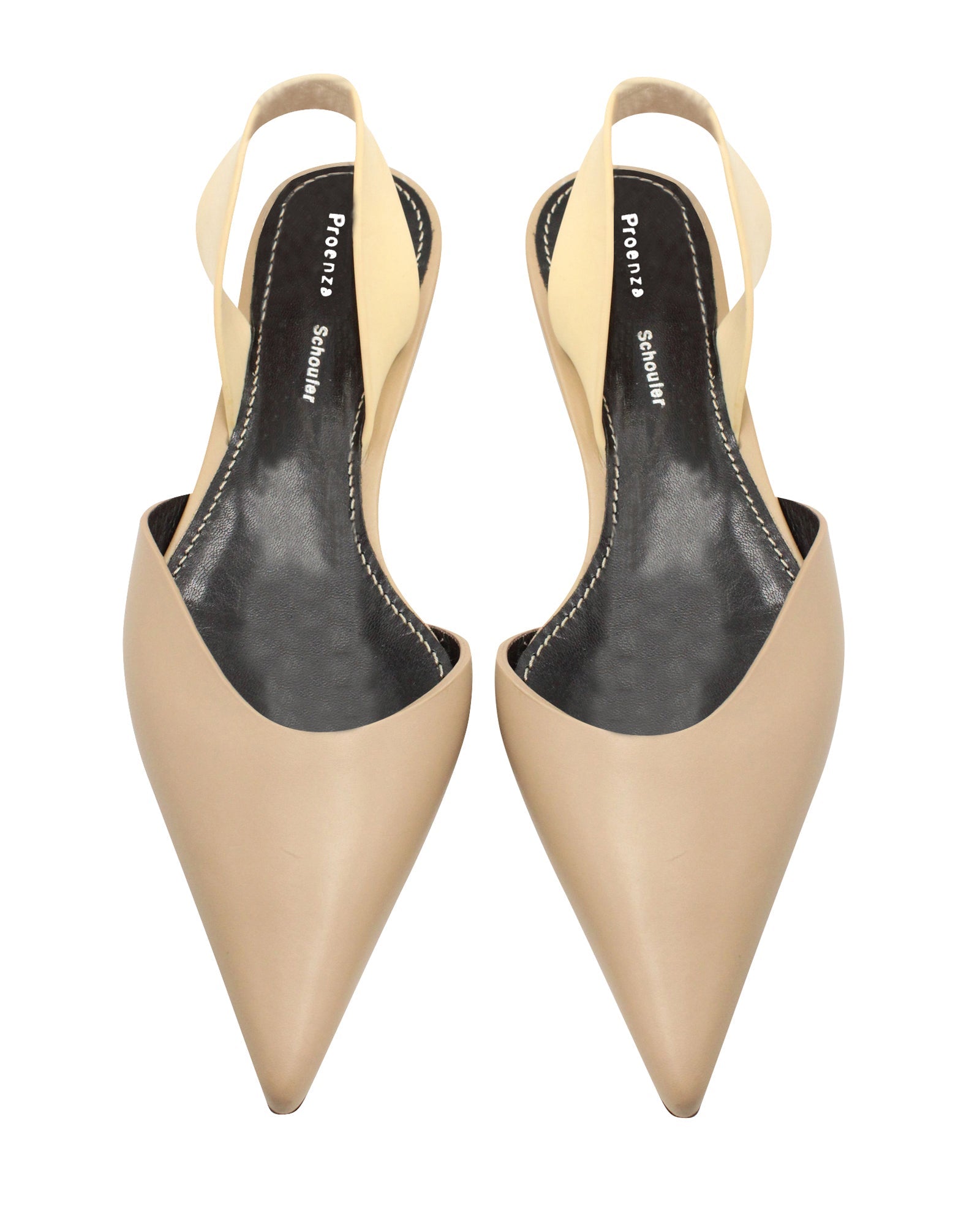 Proenza Schouler Slingback Pointed Flats in Beige Leather