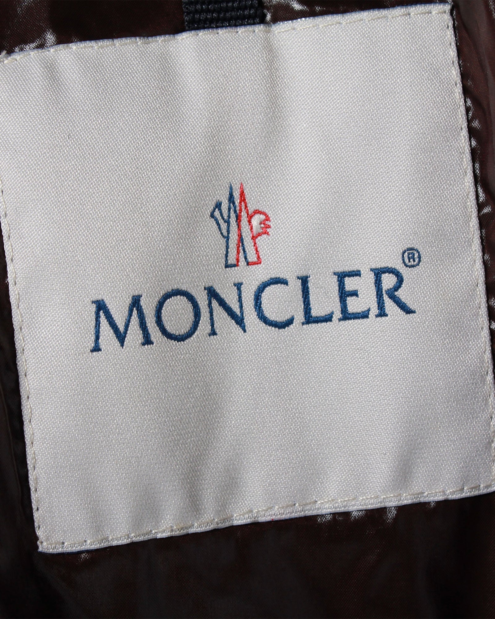 Moncler Puffed Long Coat in Brown Polyester