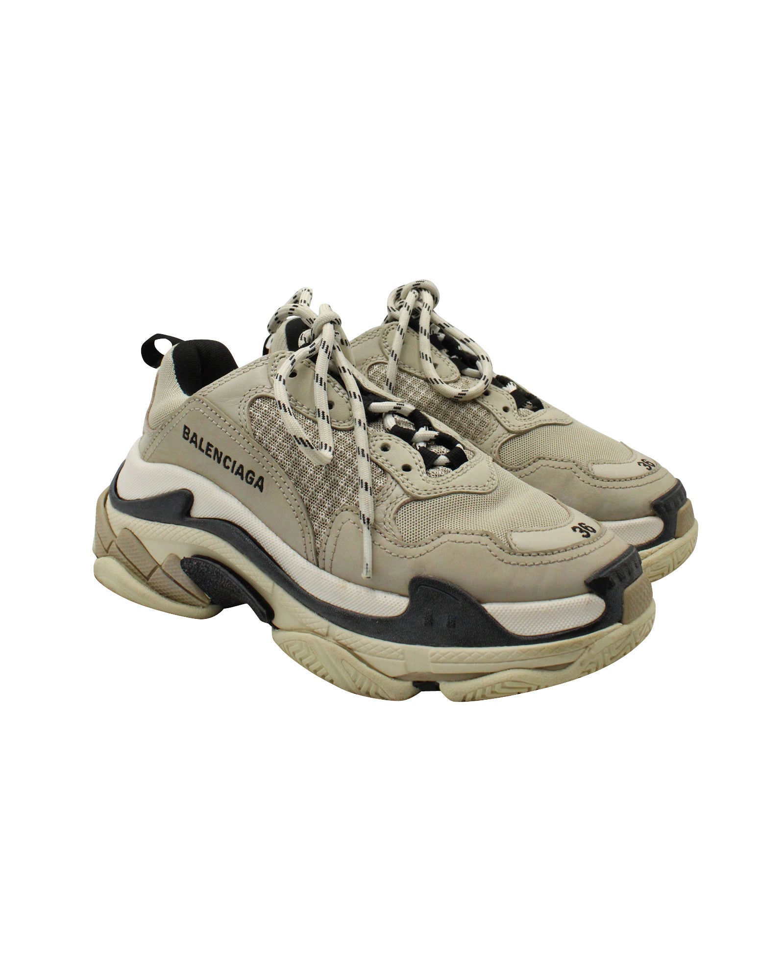 Women's Balenciaga Triple S Sneakers in Beige Polyester