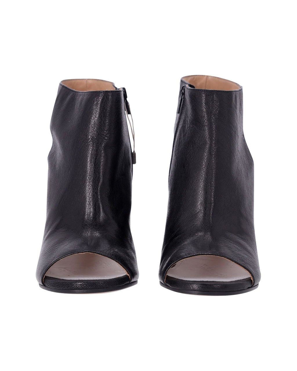 Maison Margiela Cut-out Leather Ankle Boots In Black Leather
