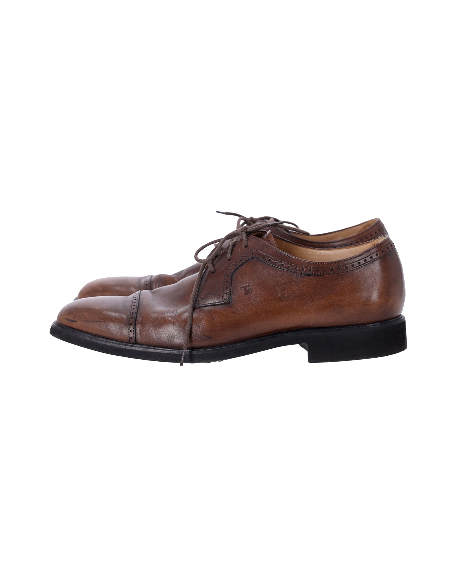 Men's Tod's Lace Up Derby Shoes in Brown Leather