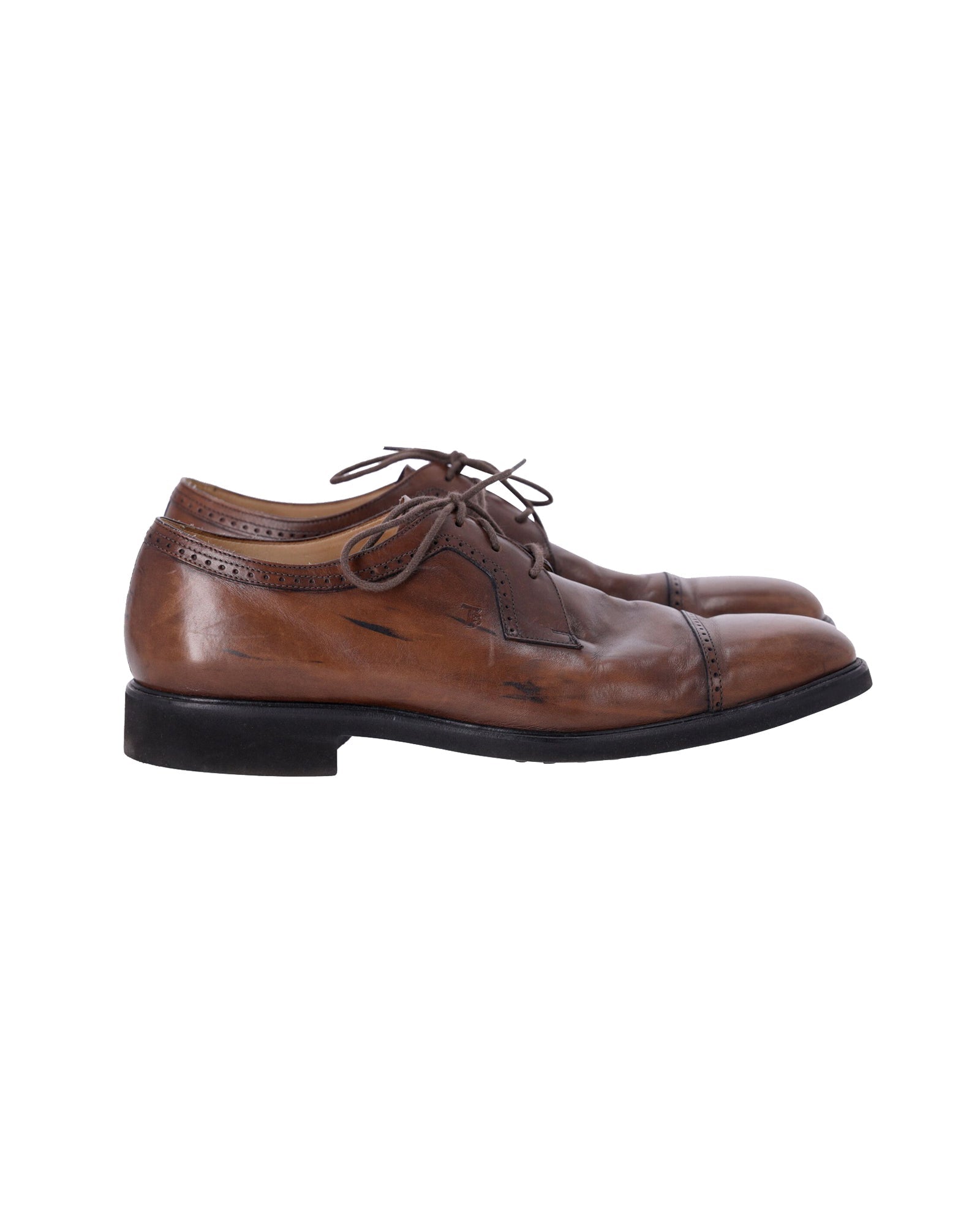Men's Tod's Lace Up Derby Shoes in Brown Leather
