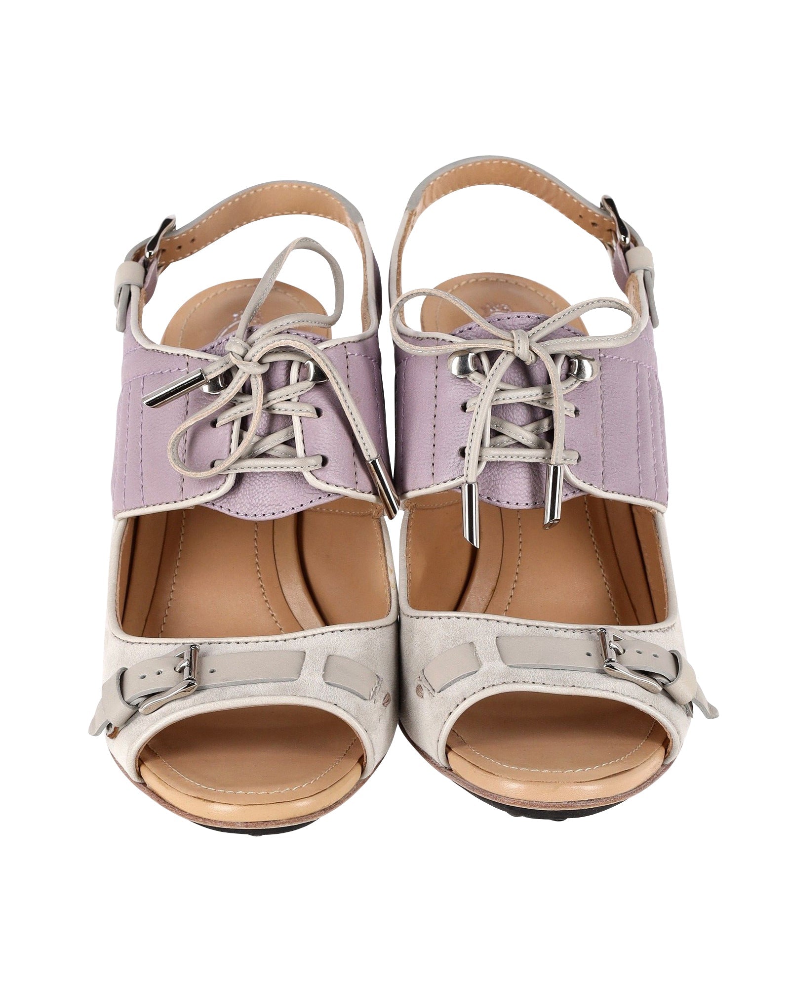 Women's Tod's High Heel Ankle Strap Sandals in Purple Suede