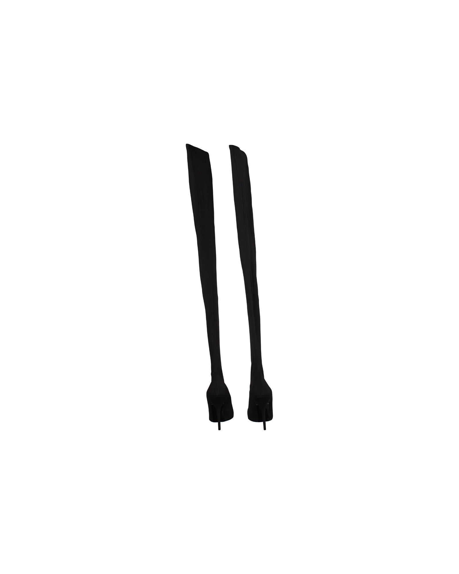 Women's Balenciaga Thigh-High Knife Boots in Black Polyamide