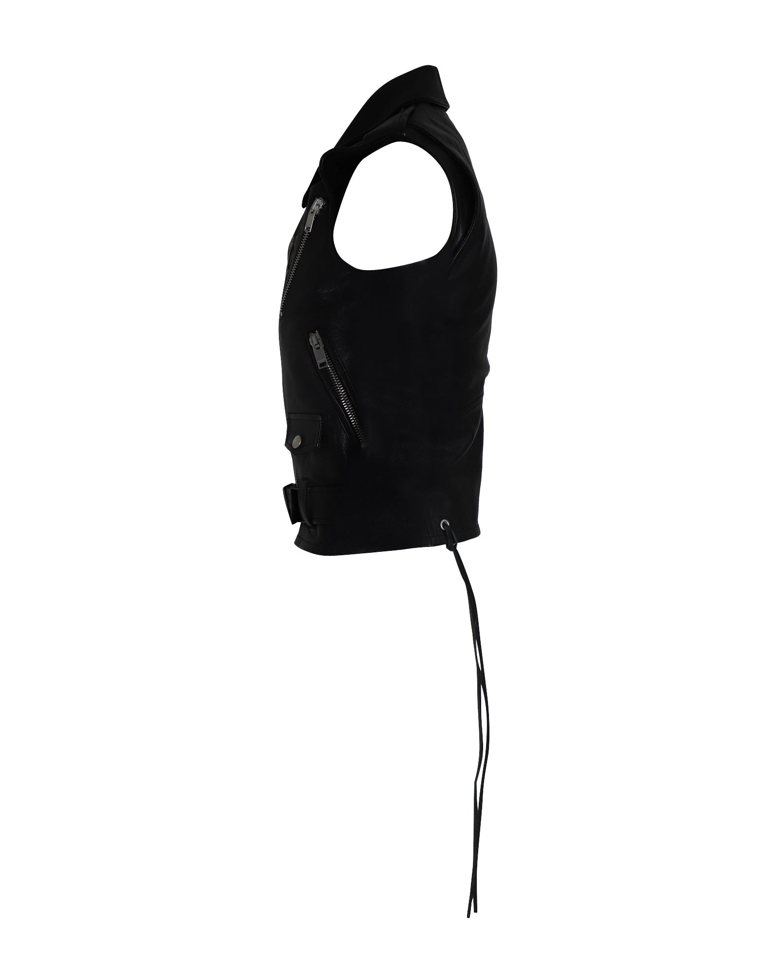 Saint Laurent Classic Sleeveless Motorcycle Jacket in Black Leather