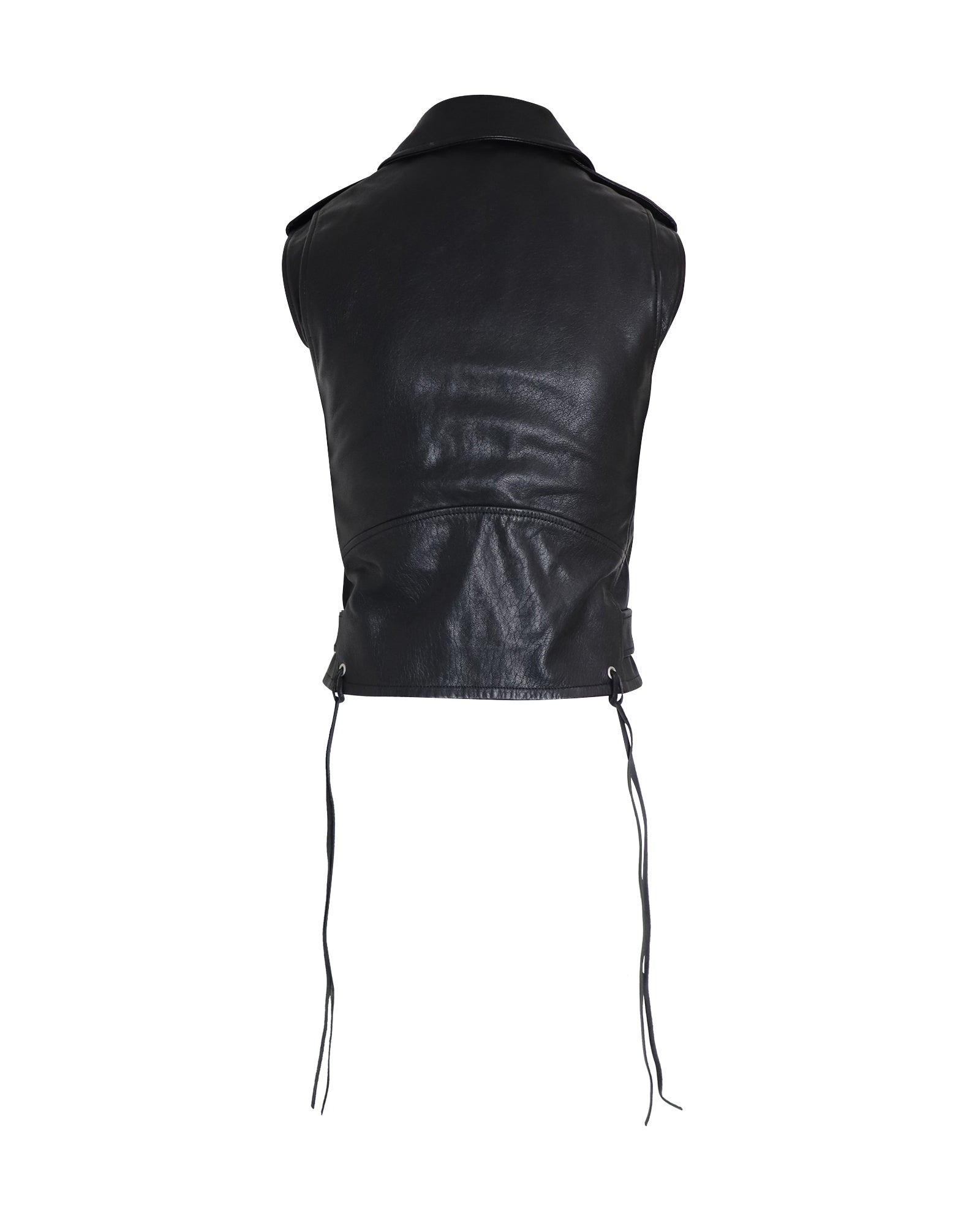 Saint Laurent Classic Sleeveless Motorcycle Jacket in Black Leather