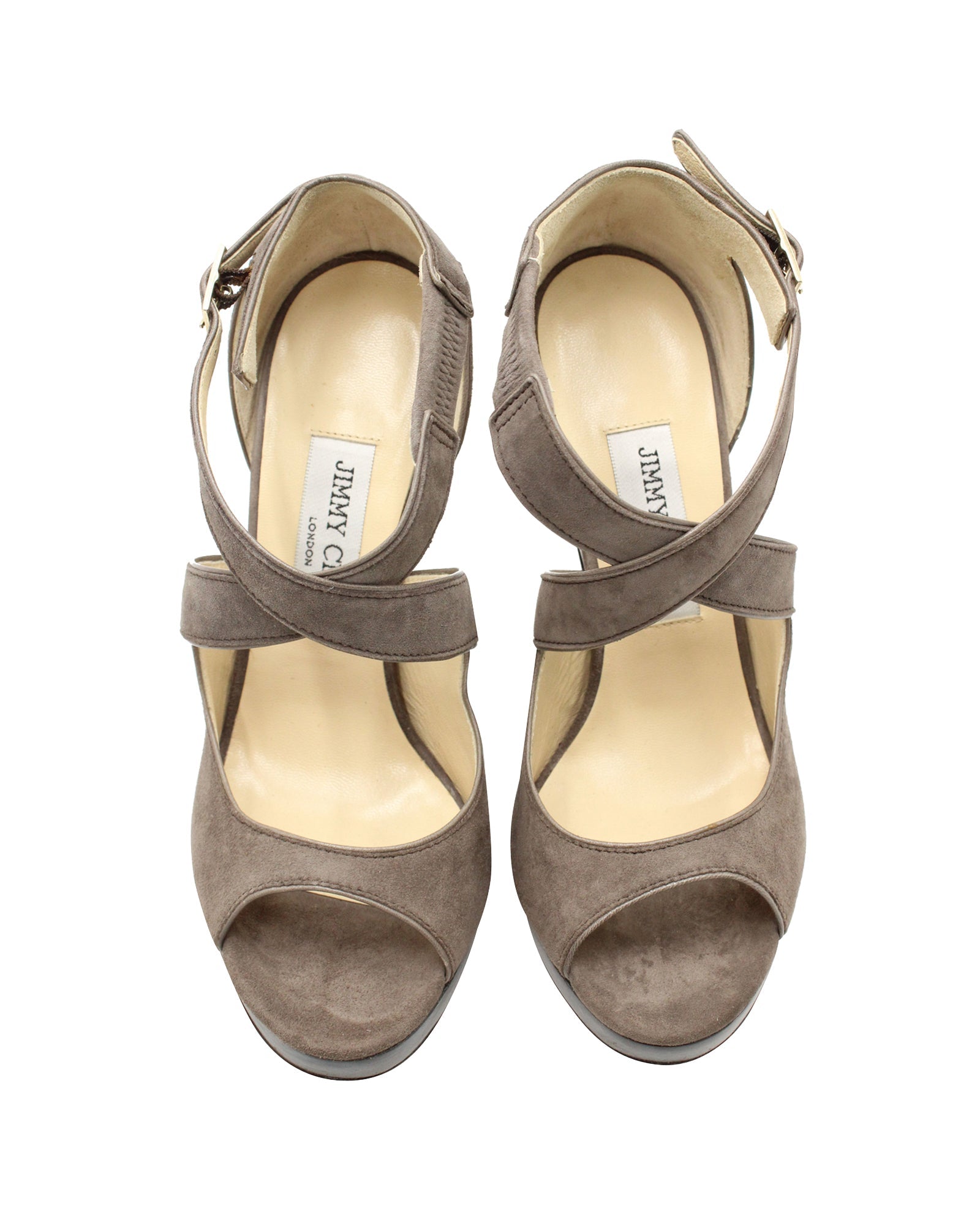 Women's Jimmy Choo Criscross Sandals in Grey Suede