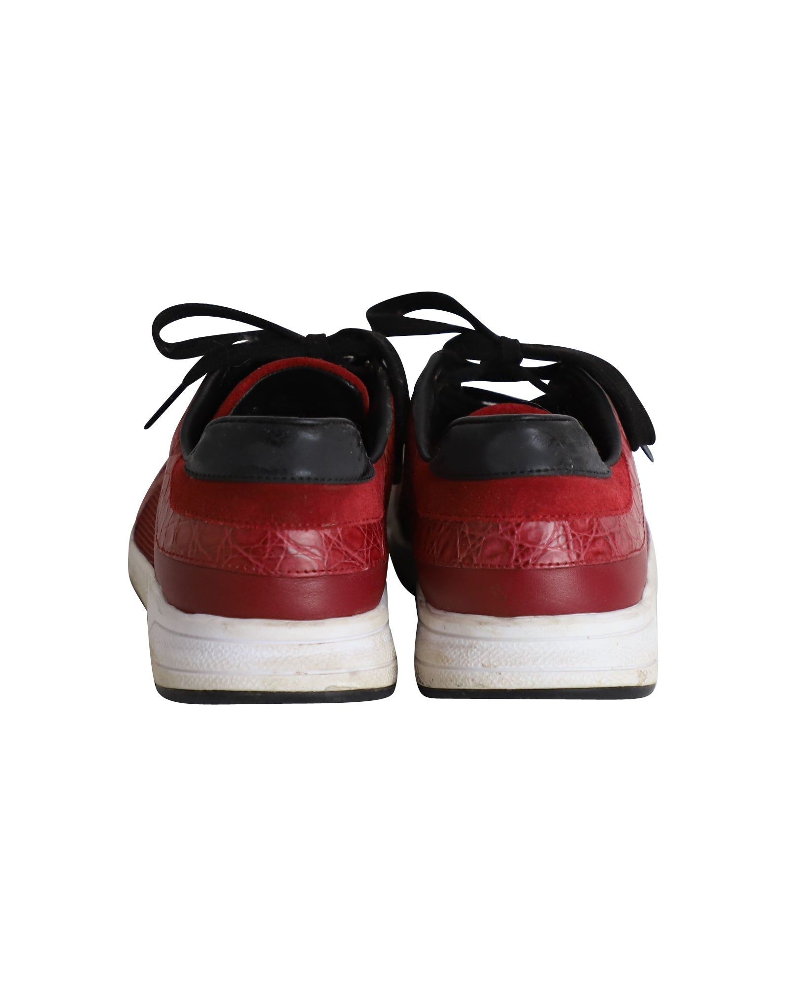 Gucci Vintage Croco-Embossed Low-Top Sneakers in Red Leather and Mesh