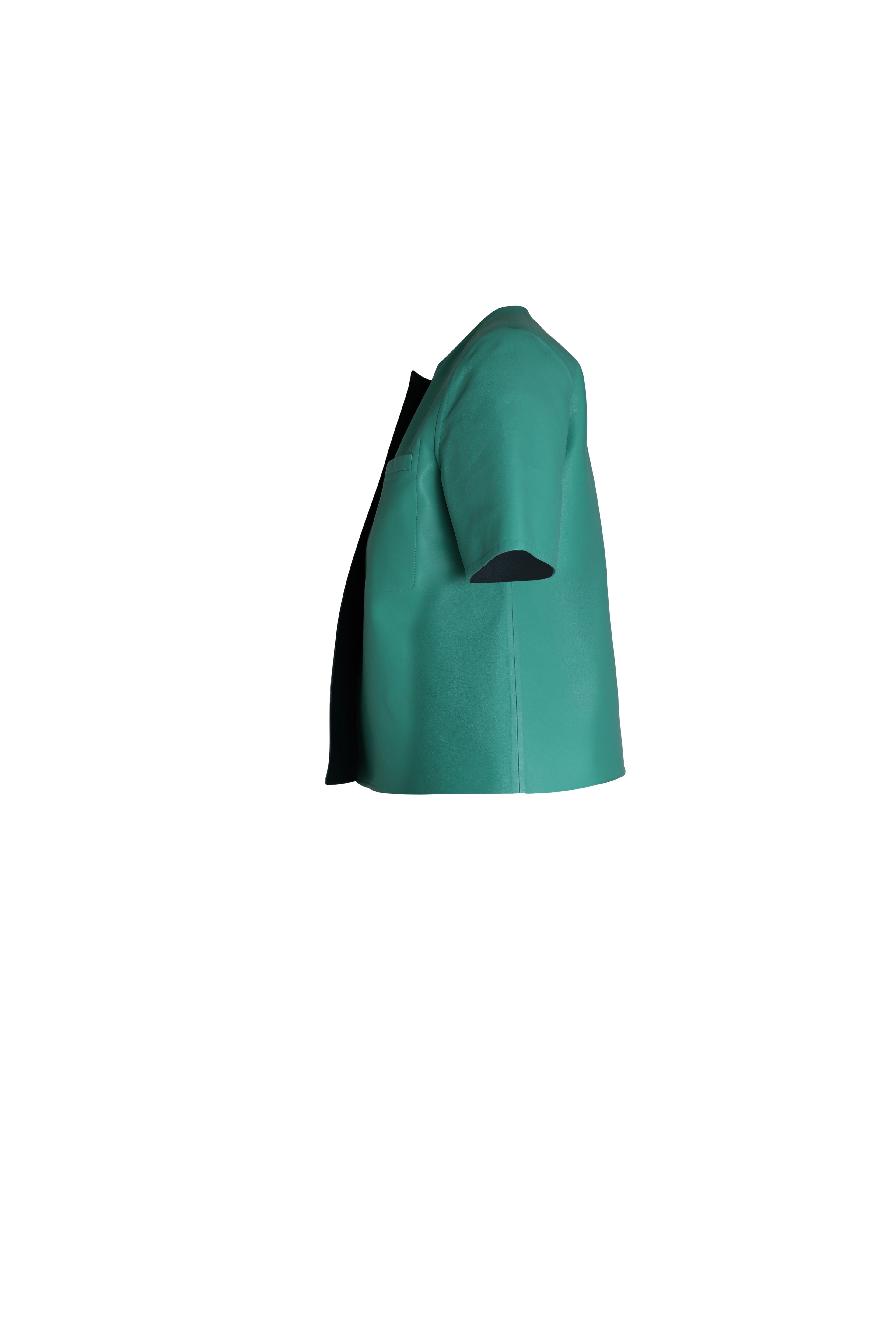 Marni Reversible Short Sleeve Jacket in Green Leather
