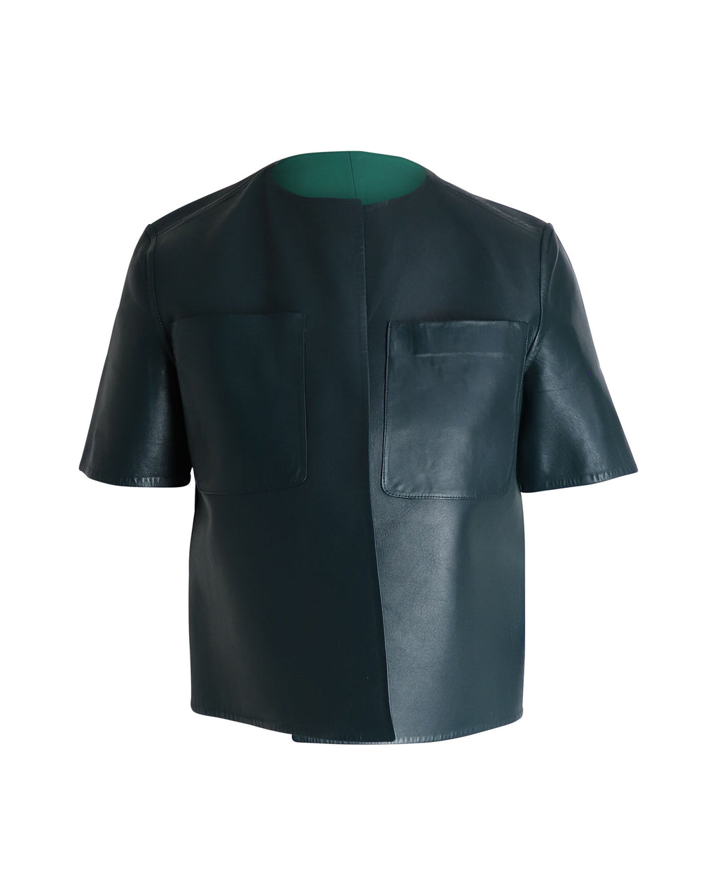 Marni Reversible Short Sleeve Jacket in Green Leather