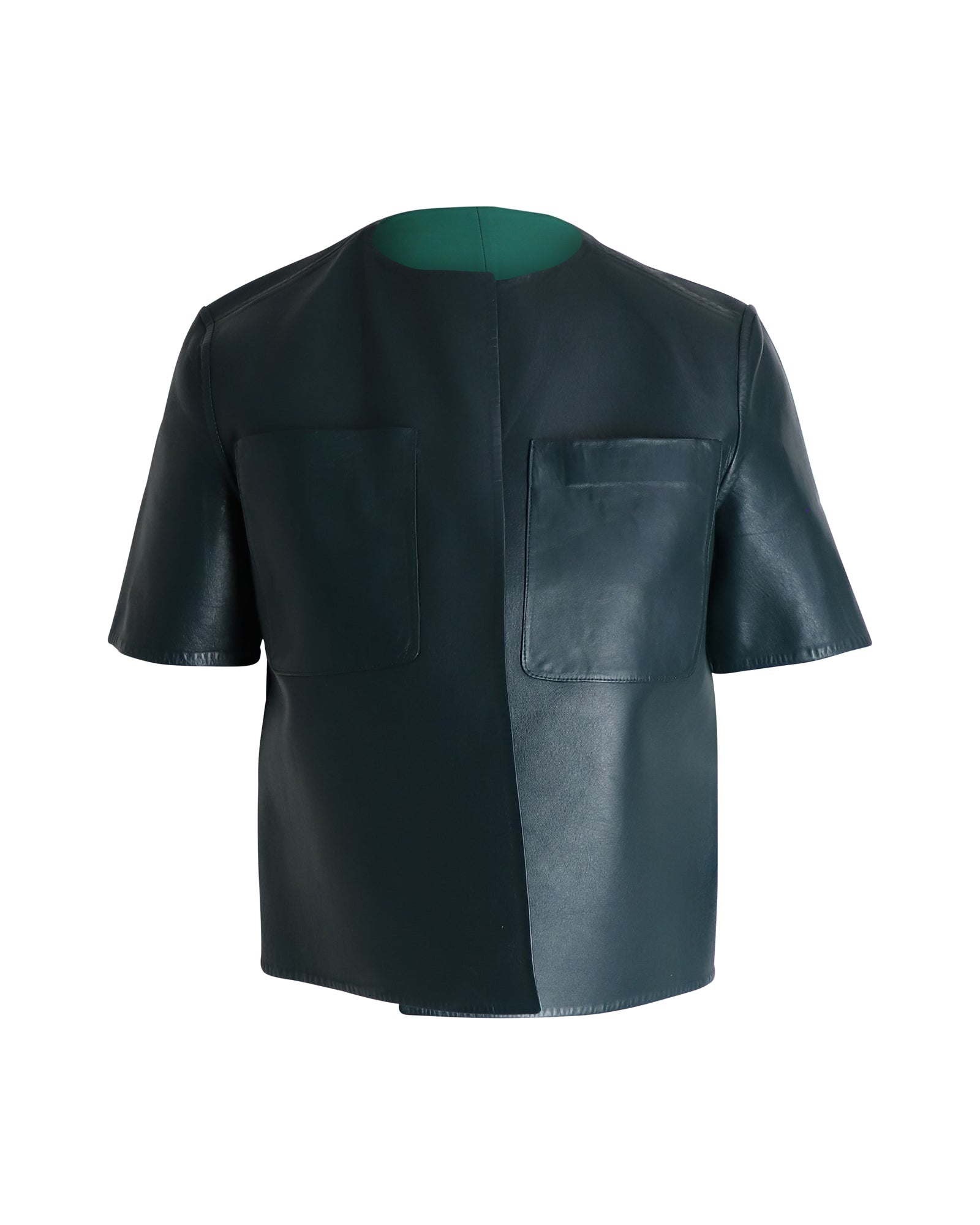 Marni Reversible Short Sleeve Jacket in Green Leather