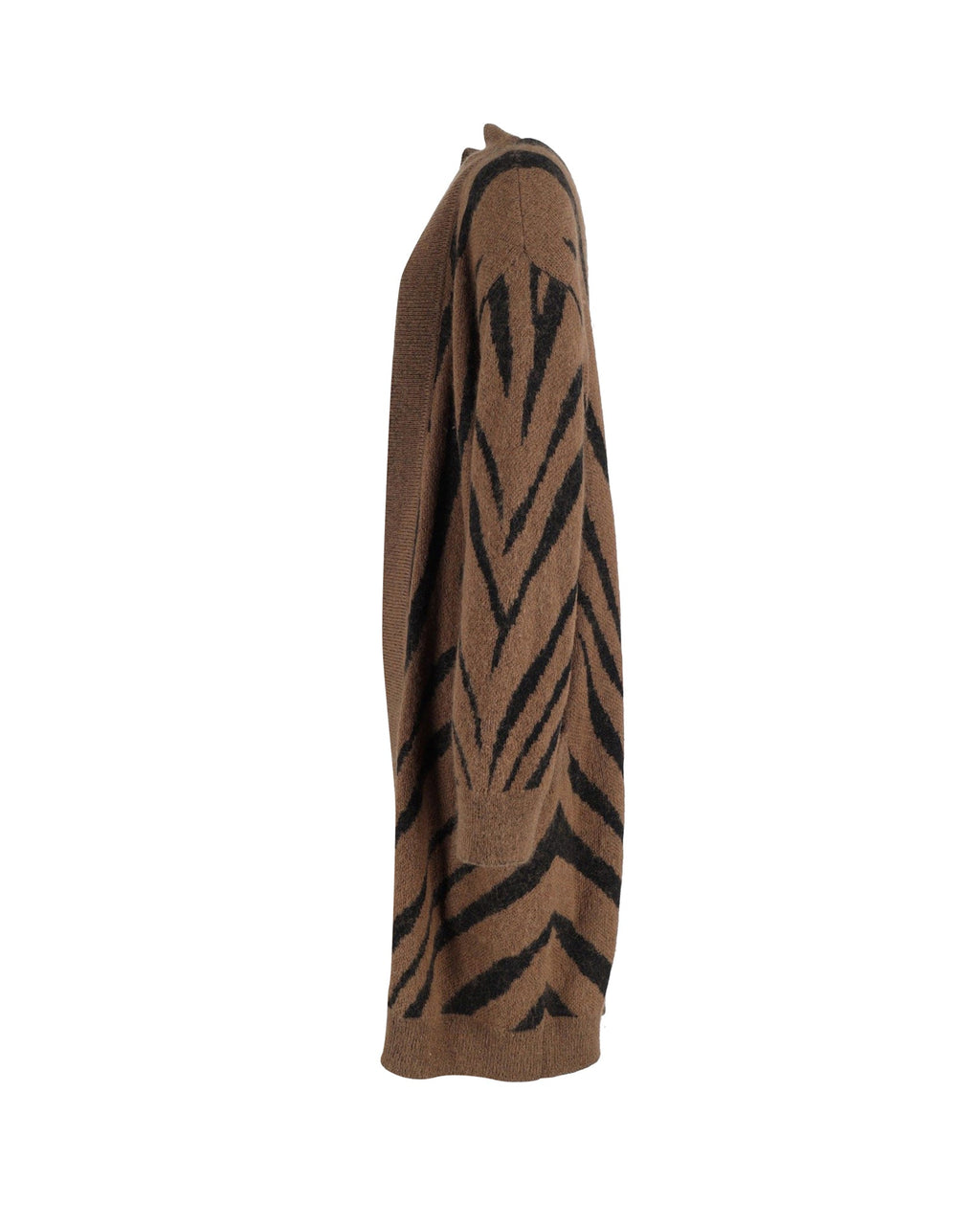 Max Mara Zebra Print Mohair Blend Knit igan In Brown Mohair