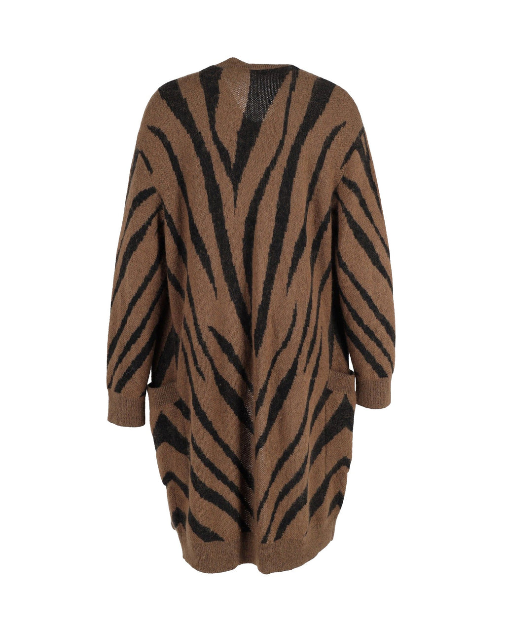 Max Mara Zebra Print Mohair Blend Knit igan In Brown Mohair