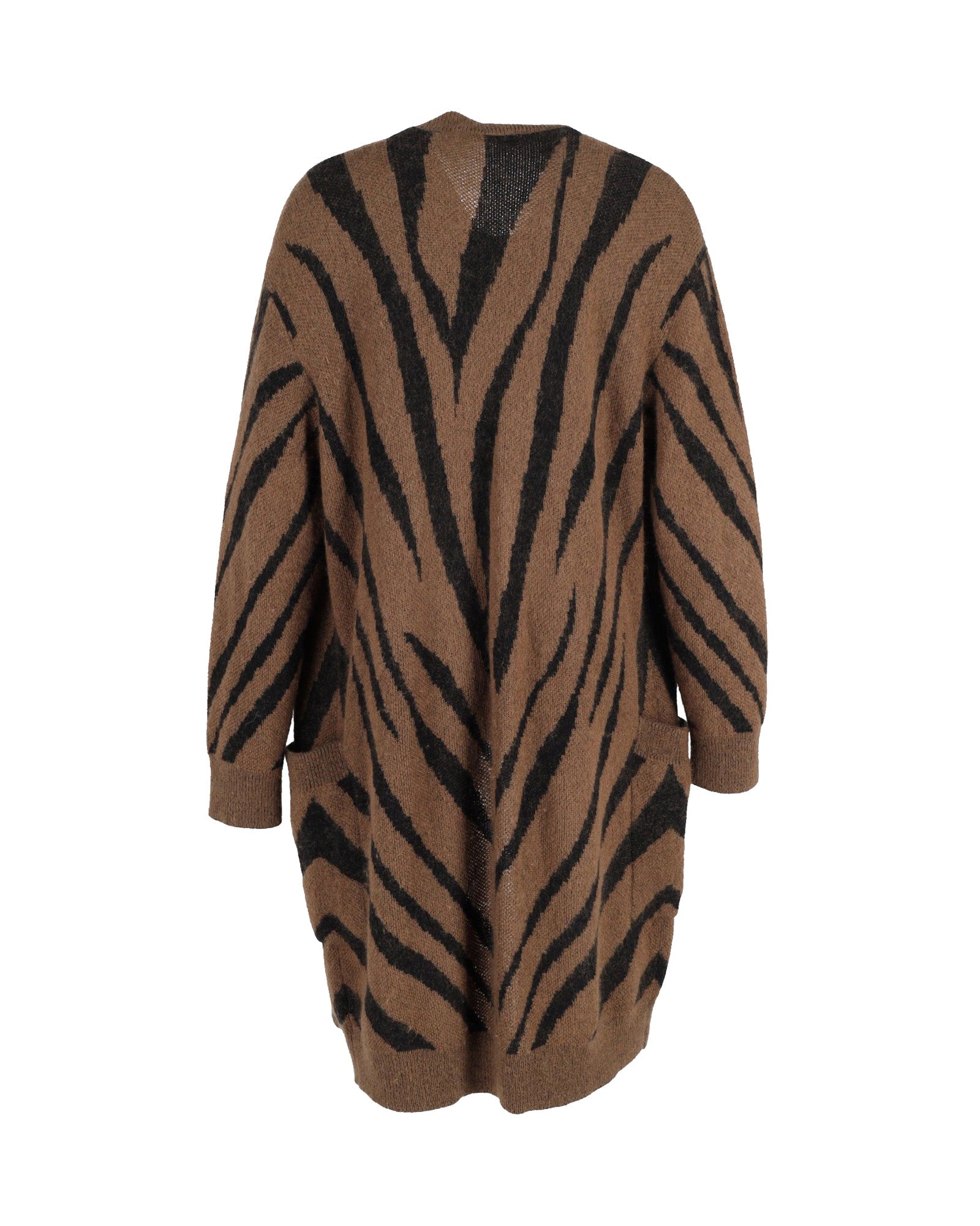 Max Mara Zebra Print Mohair Blend Knit igan In Brown Mohair