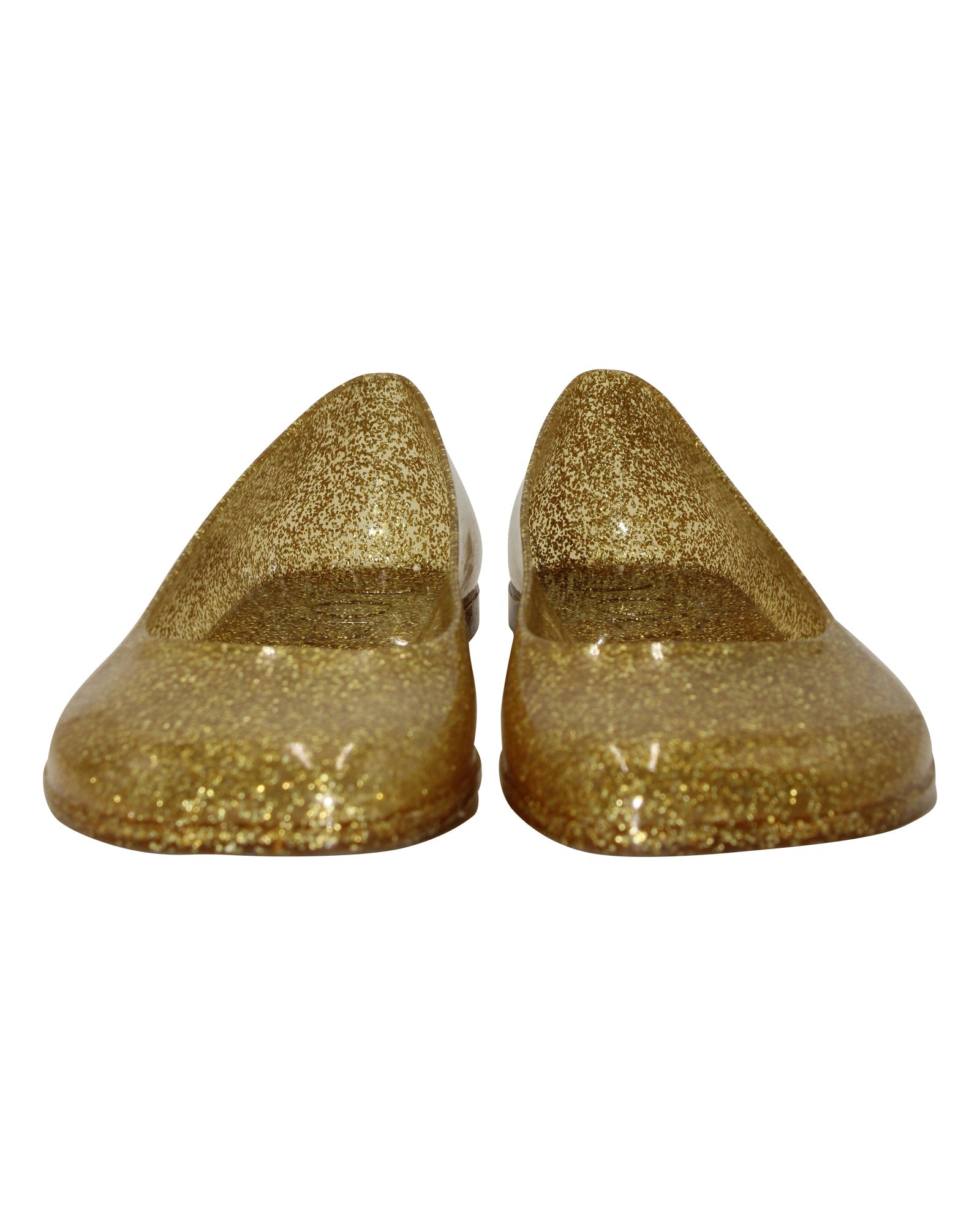 Women's Loewe + Paula's Ibiza Glittered Ballet Flats in Gold PVC