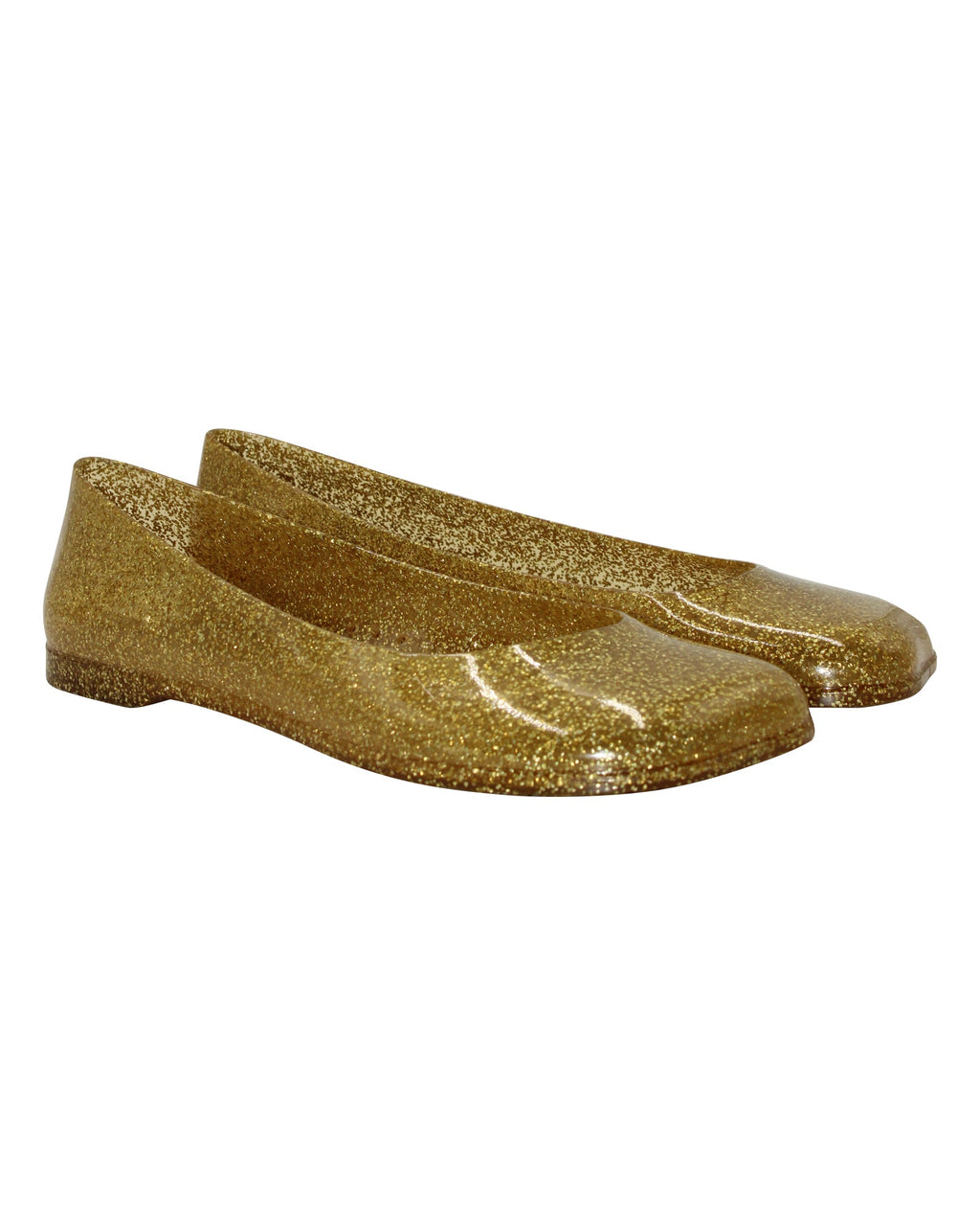 Women's Loewe + Paula's Ibiza Glittered Ballet Flats in Gold PVC