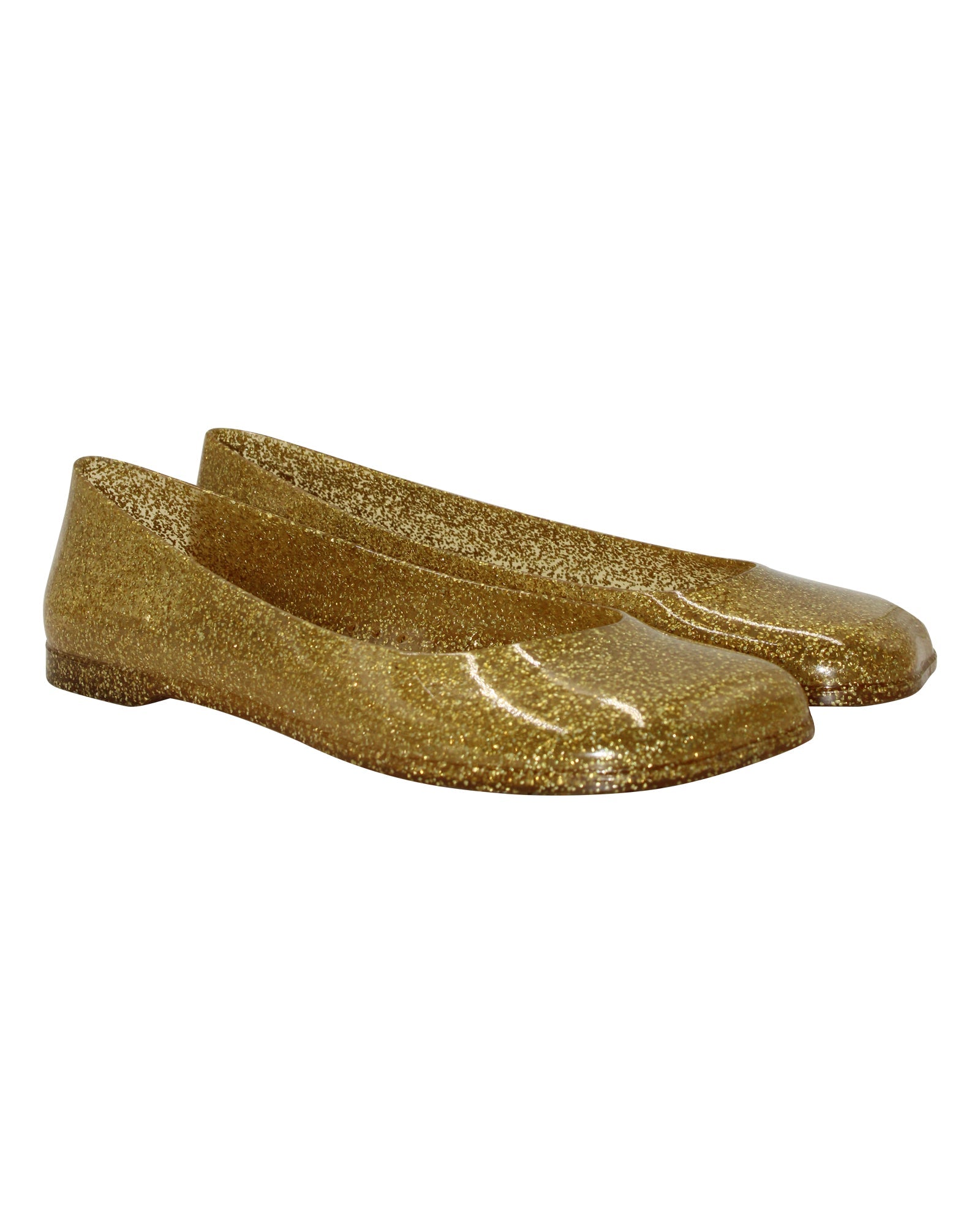 Women's Loewe + Paula's Ibiza Glittered Ballet Flats in Gold PVC