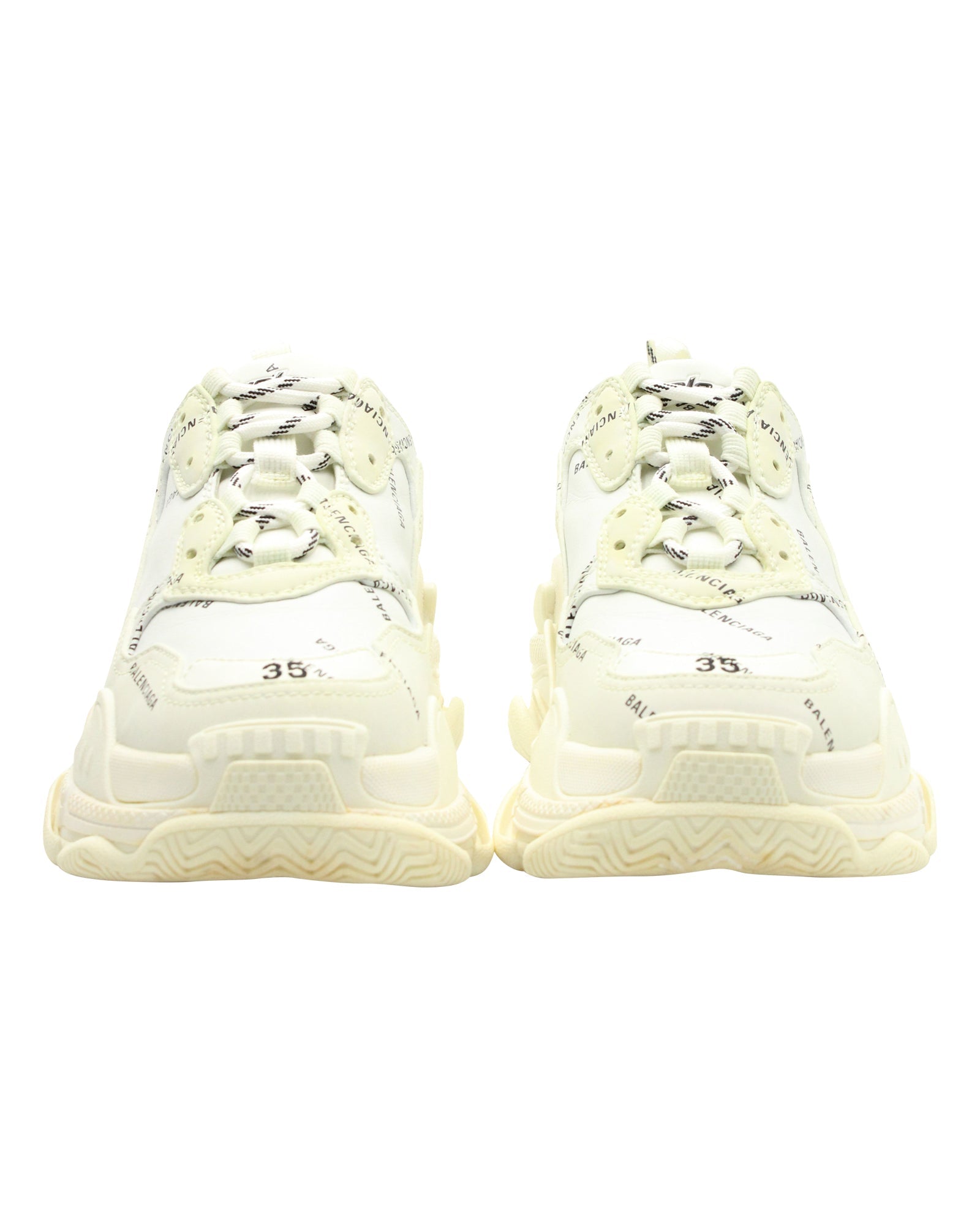 Women's Balenciaga Triple S Sneakers Allover Logo in White Polyurethane