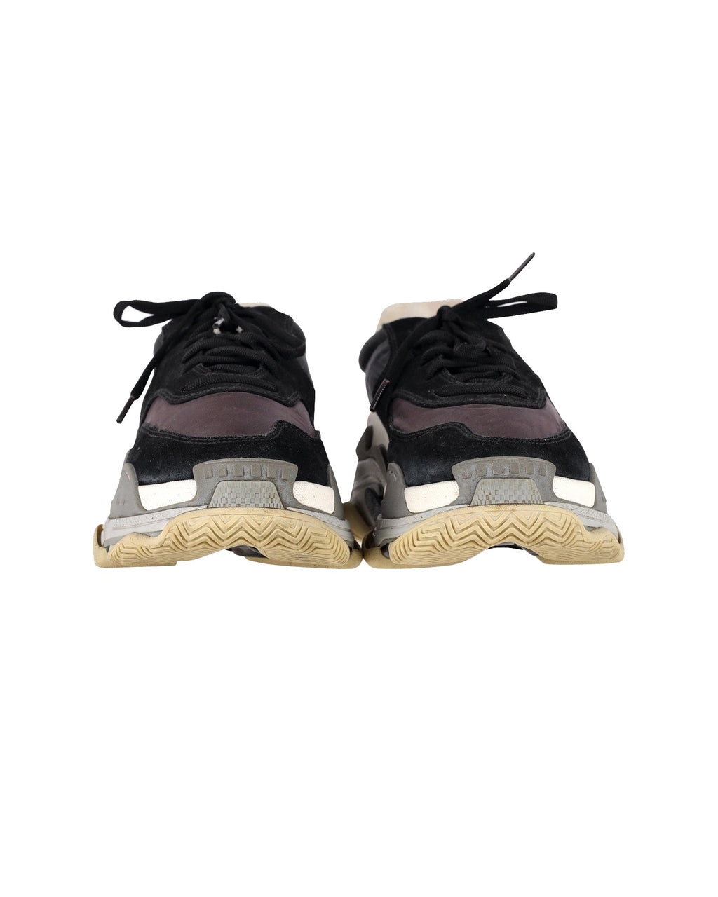 Men's Balenciaga Triple S Sneakers in Black and Burgundy Suede