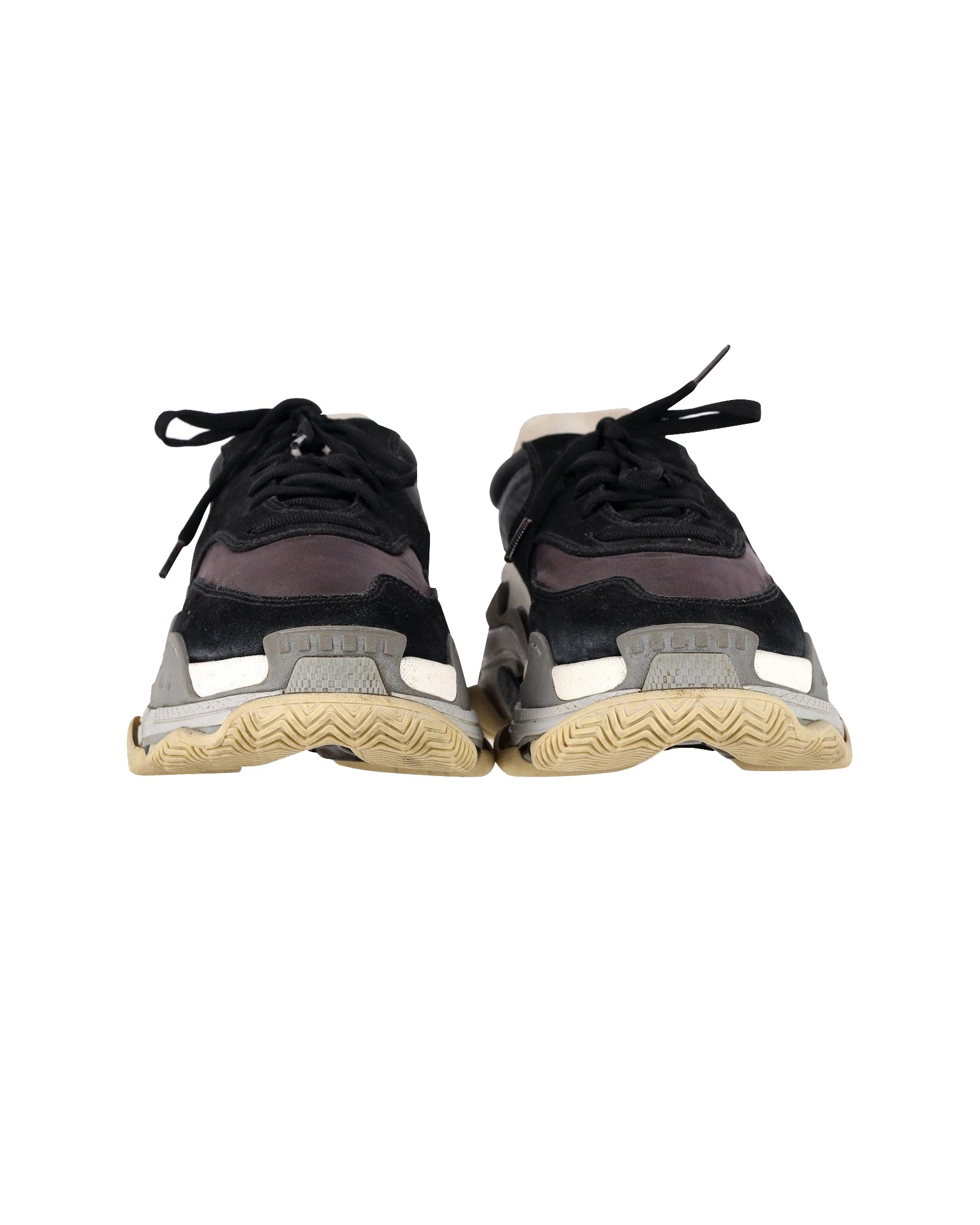 Men's Balenciaga Triple S Sneakers in Black and Burgundy Suede