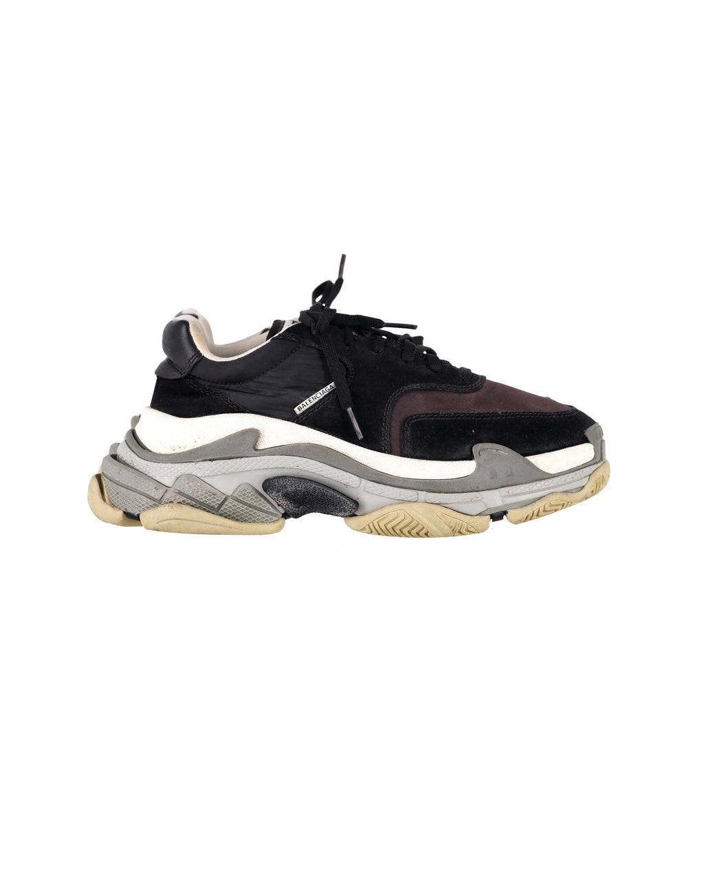 Men's Balenciaga Triple S Sneakers in Black and Burgundy Suede