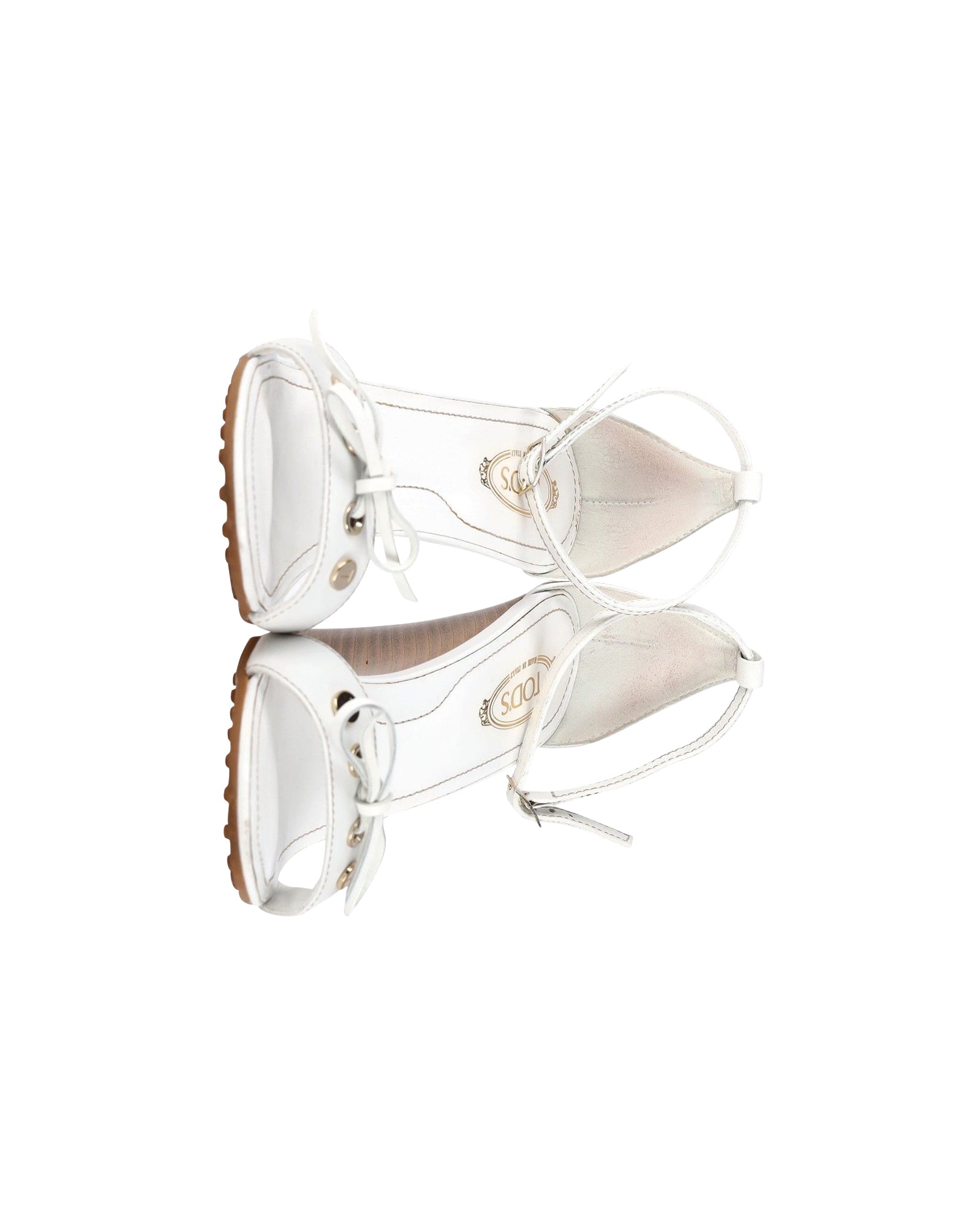 Women's Tod's Bow Detail Wedge Sandals in White Leather