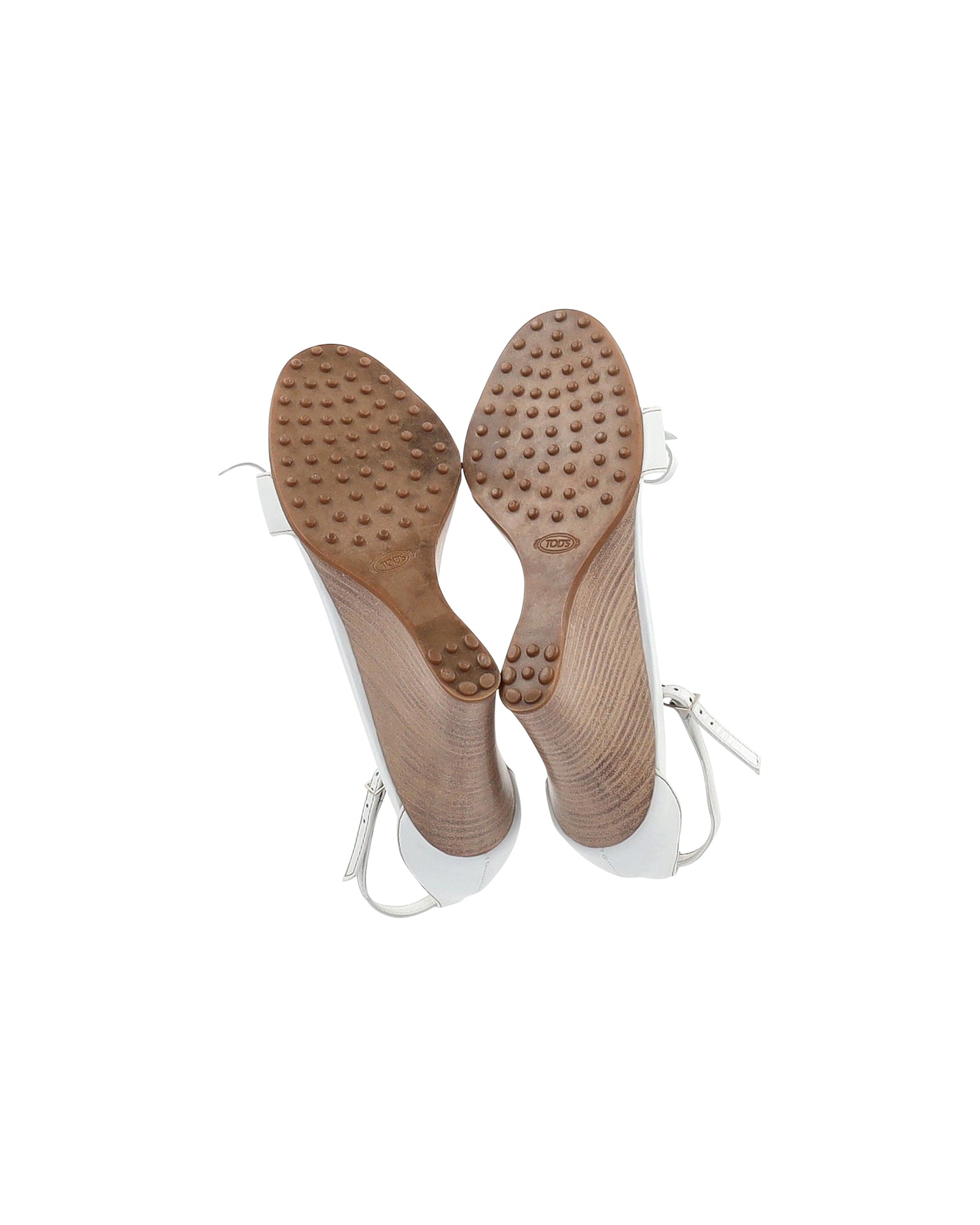 Women's Tod's Bow Detail Wedge Sandals in White Leather