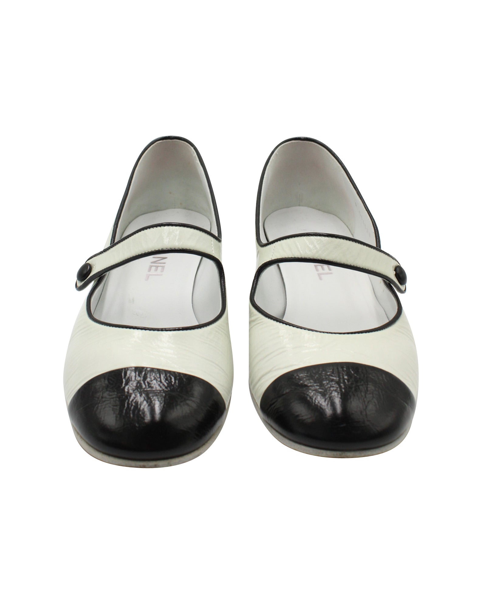 Chanel Cap Toe Mary Janes in White Leather