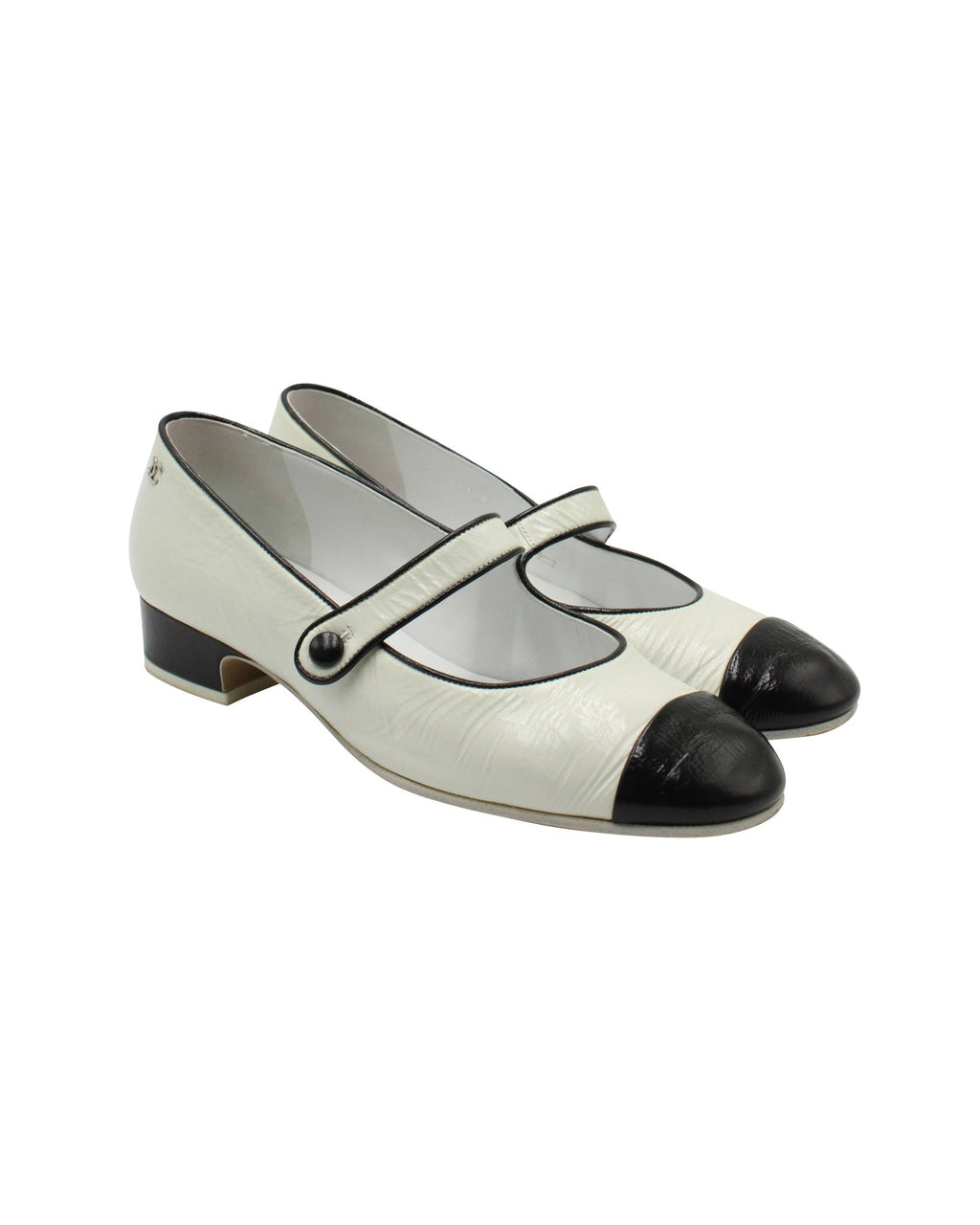 Chanel Cap Toe Mary Janes in White Leather