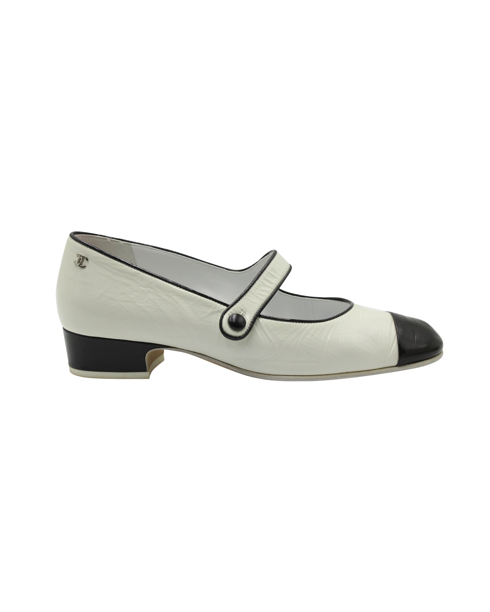 Chanel Cap Toe Mary Janes in White Leather