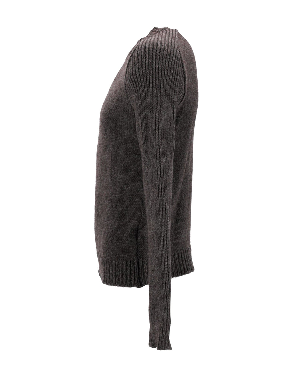 Balmain Knitted Crewneck Sweater in Brown Wool