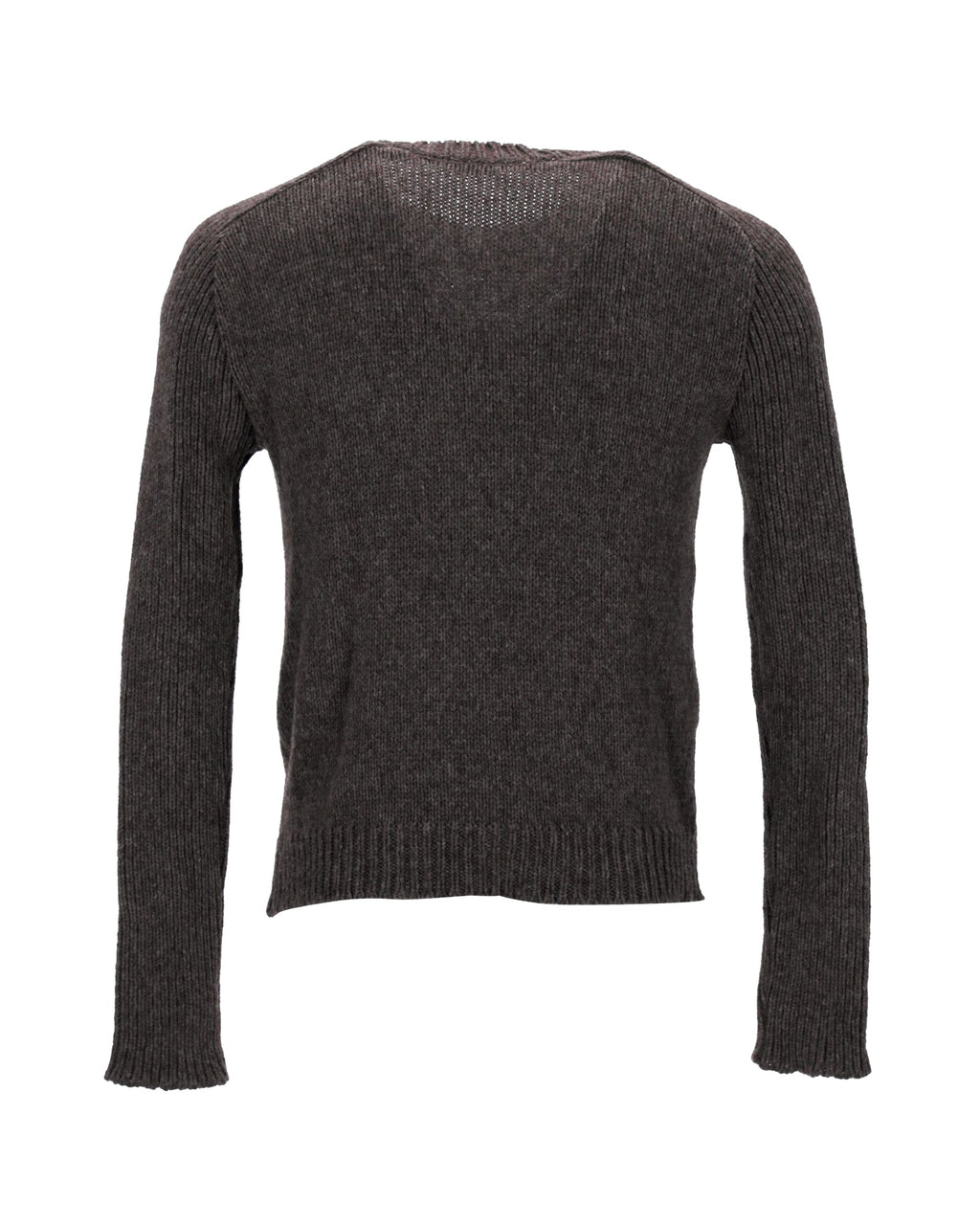 Balmain Knitted Crewneck Sweater in Brown Wool