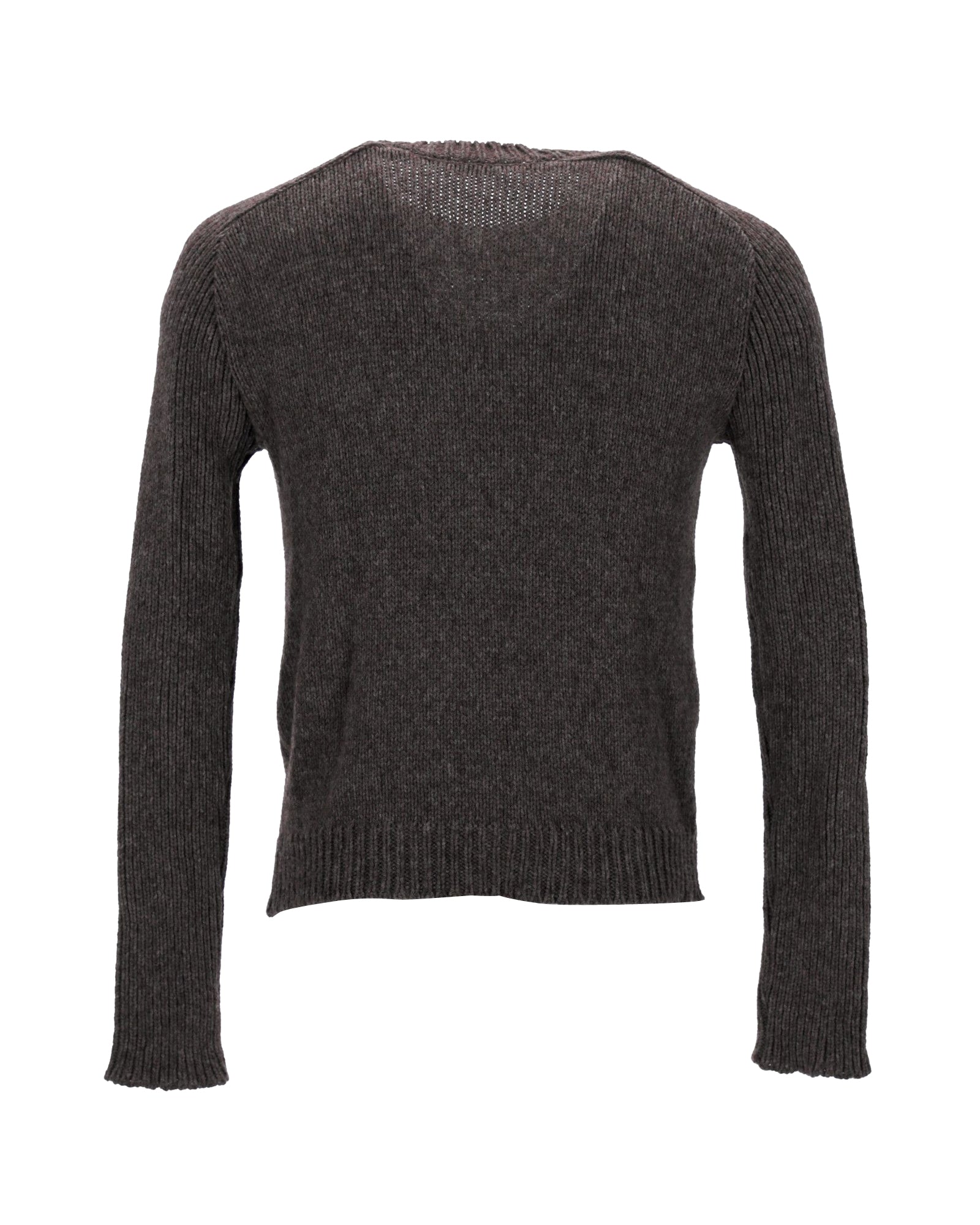 Balmain Knitted Crewneck Sweater in Brown Wool