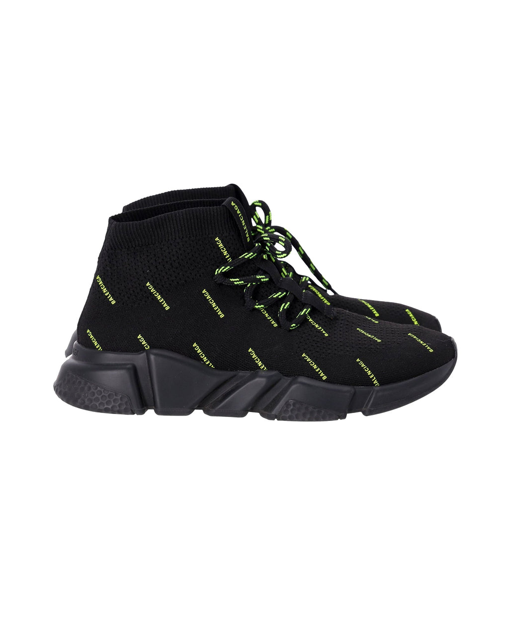 Men's Balenciaga Speed Lace-Up All Over Print Sneakers in Black Polyester