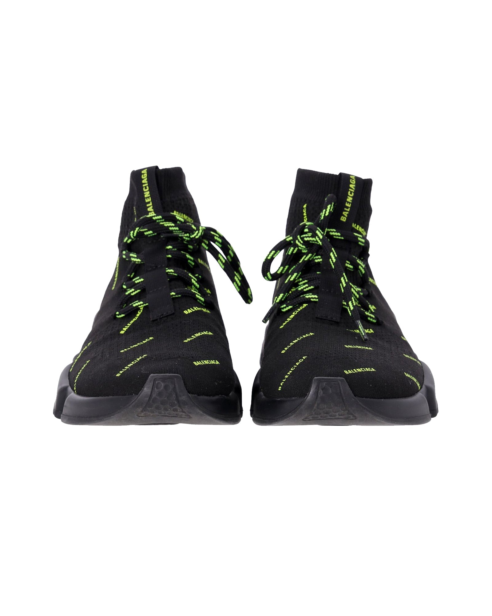 Men's Balenciaga Speed Lace-Up All Over Print Sneakers in Black Polyester