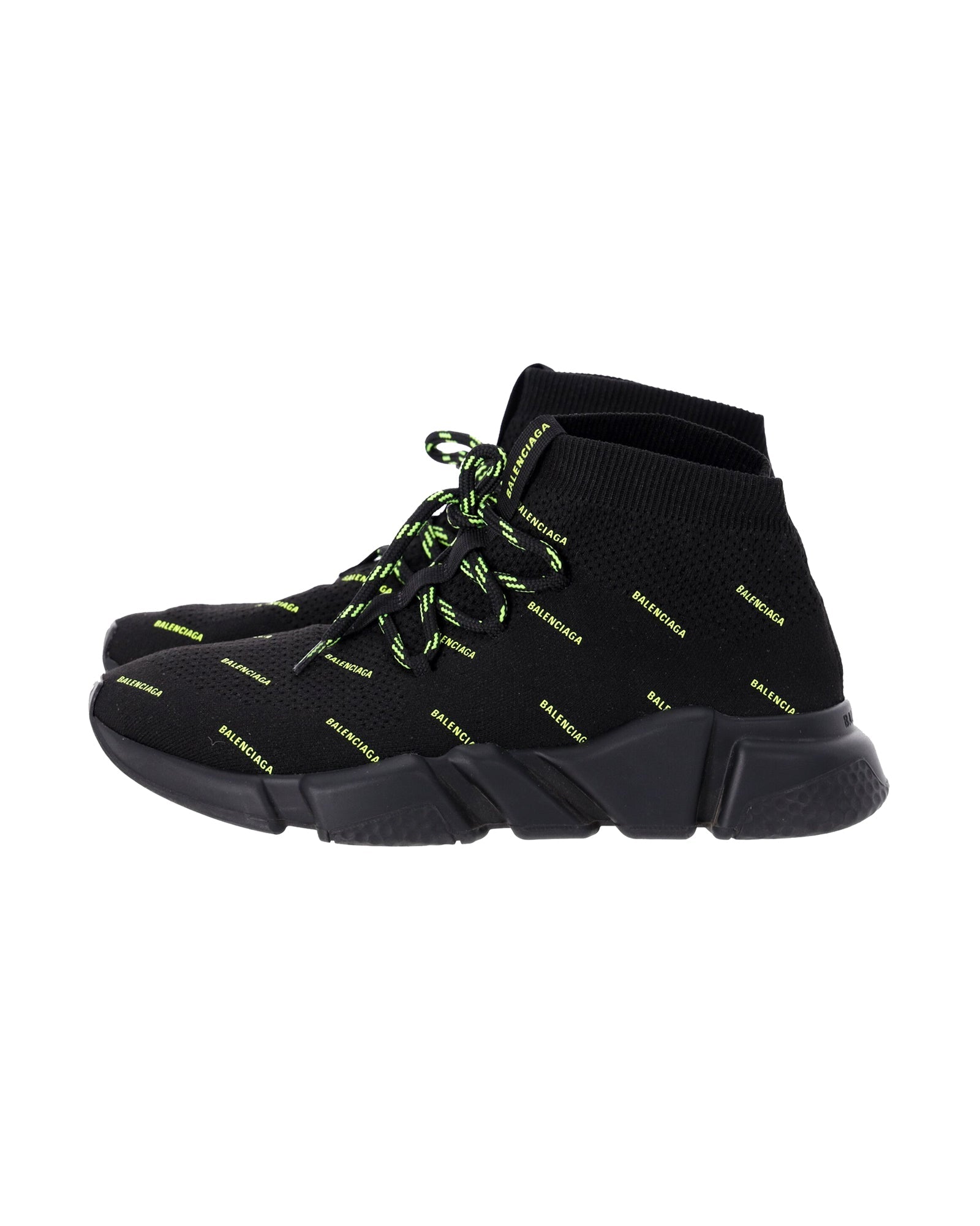 Men's Balenciaga Speed Lace-Up All Over Print Sneakers in Black Polyester