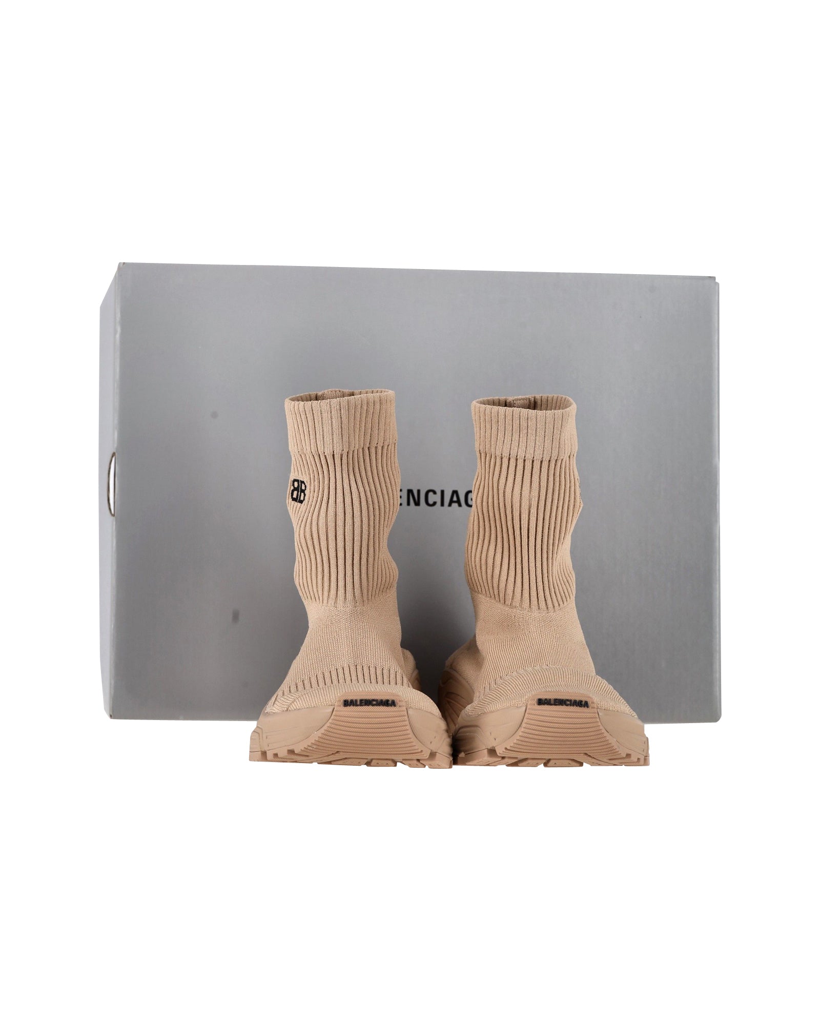 Women's Balenciaga 3.0 Sock Sneakers in Beige Polyester